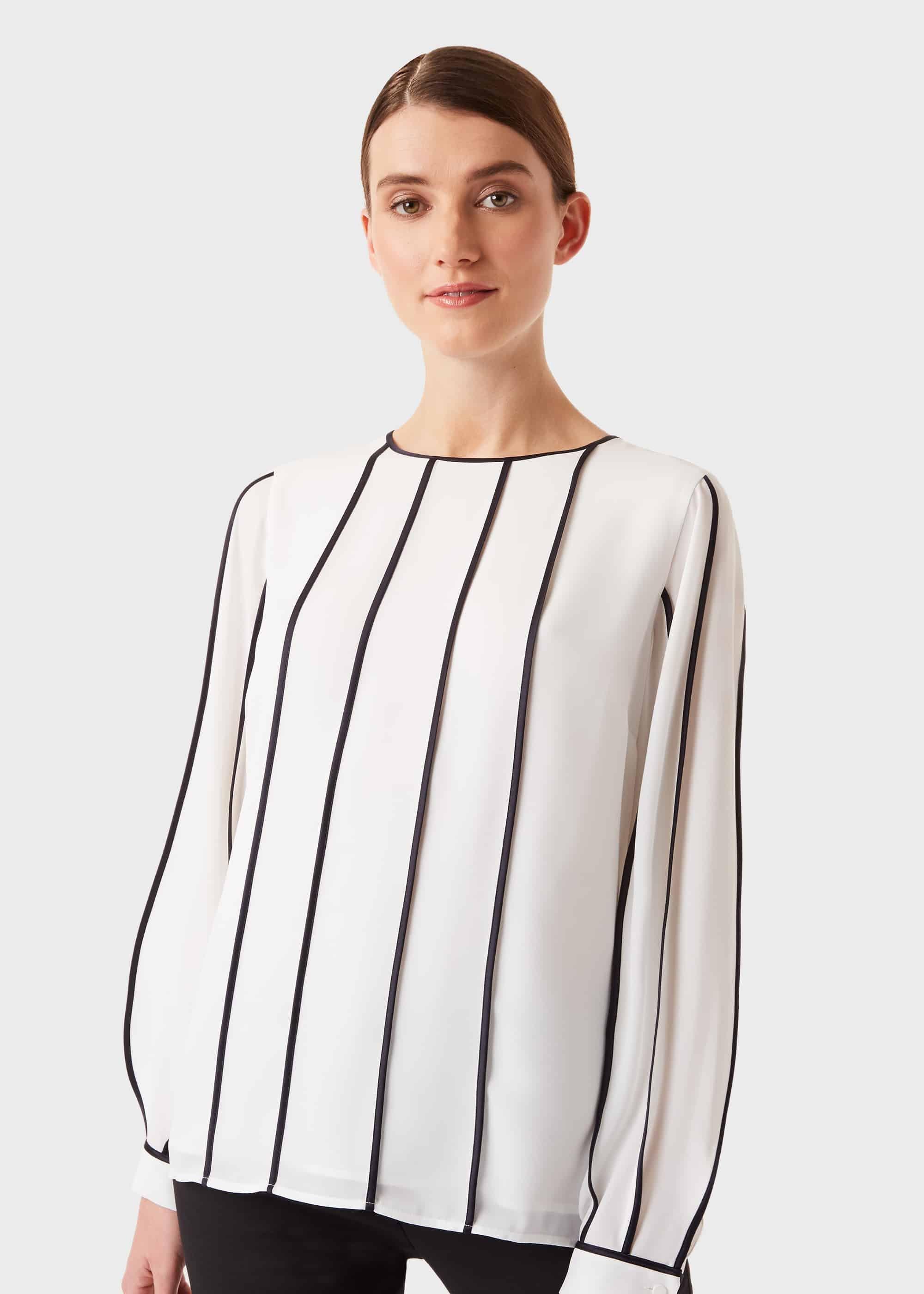 Lorelai Blouse, Ivory Navy, hi-res