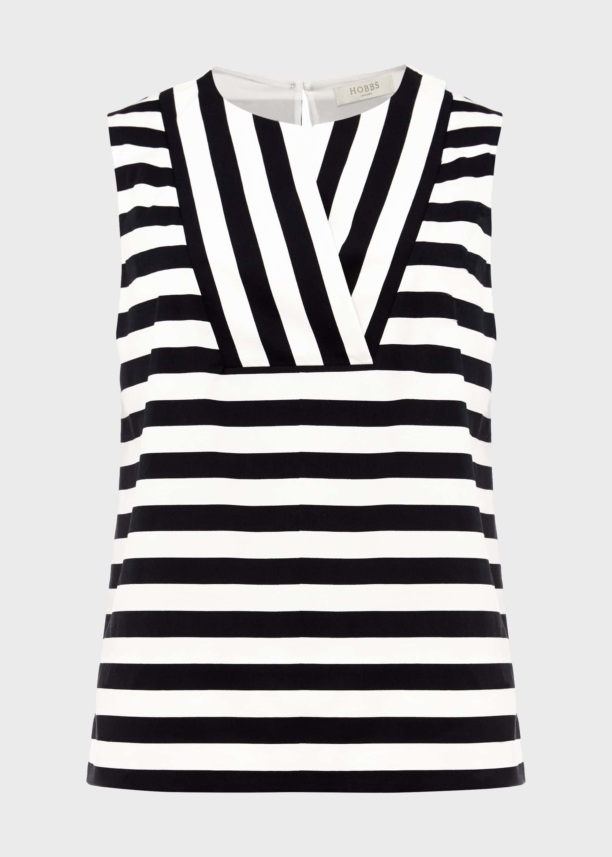 Perrie Cotton Blend Stripe Top, Navy White, hi-res
