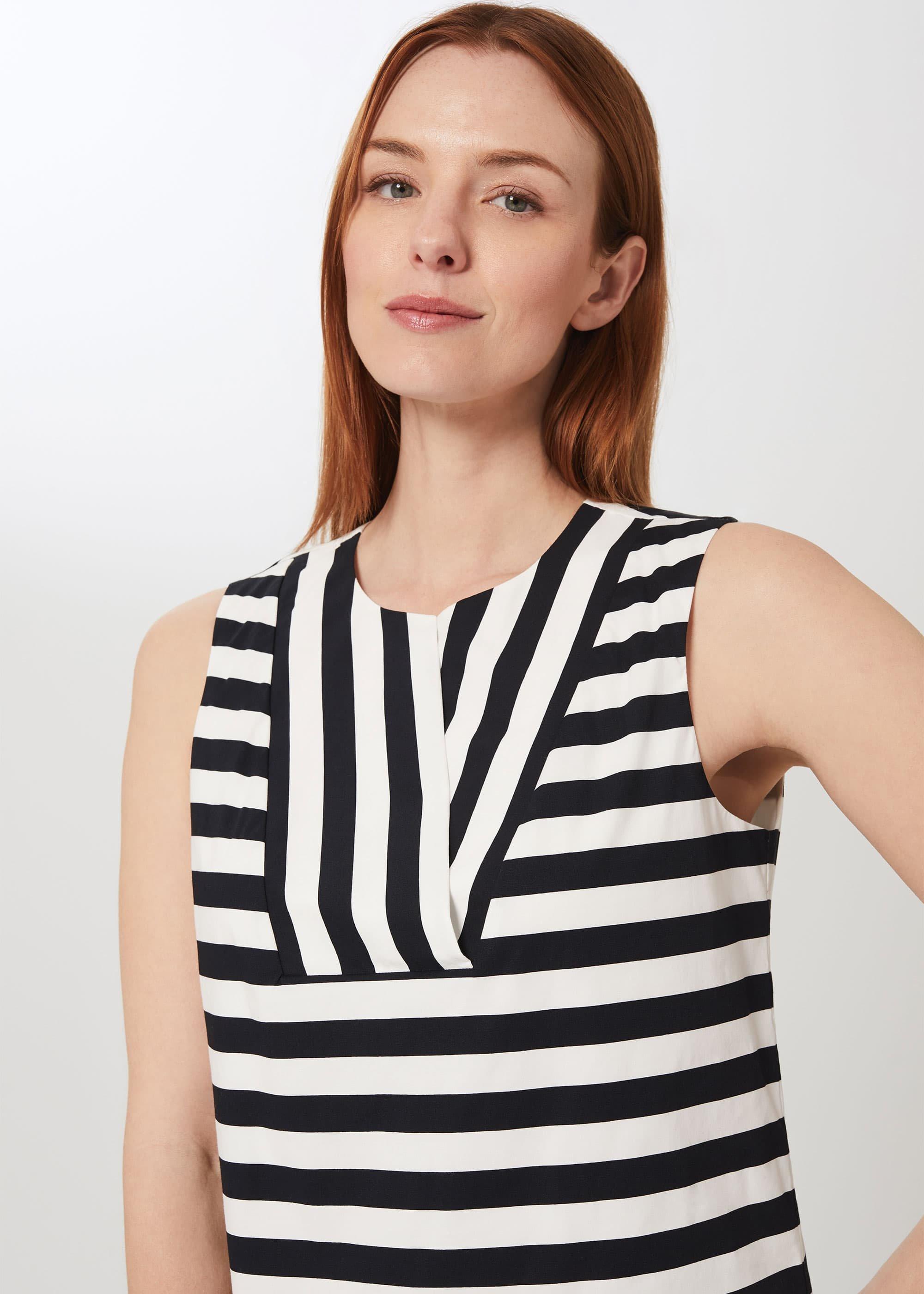 Perrie Cotton Blend Stripe Top, Navy White, hi-res