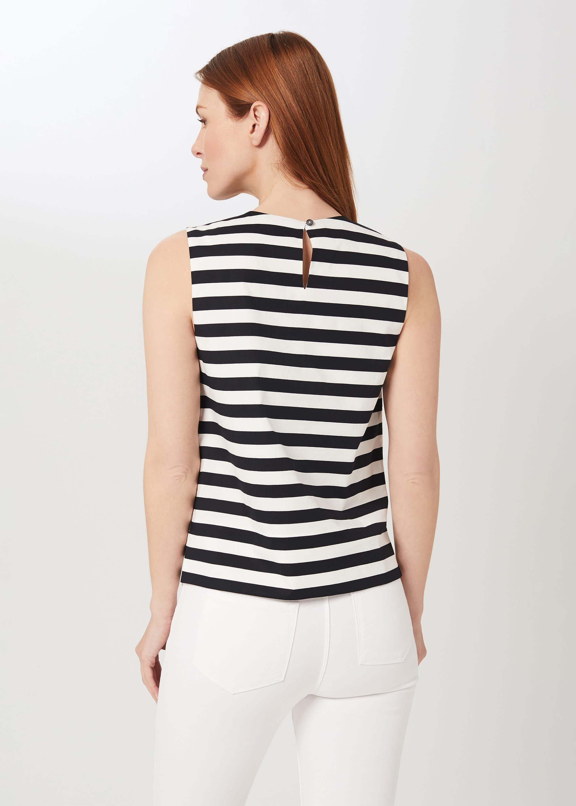 Perrie Cotton Blend Stripe Top, Navy White, hi-res