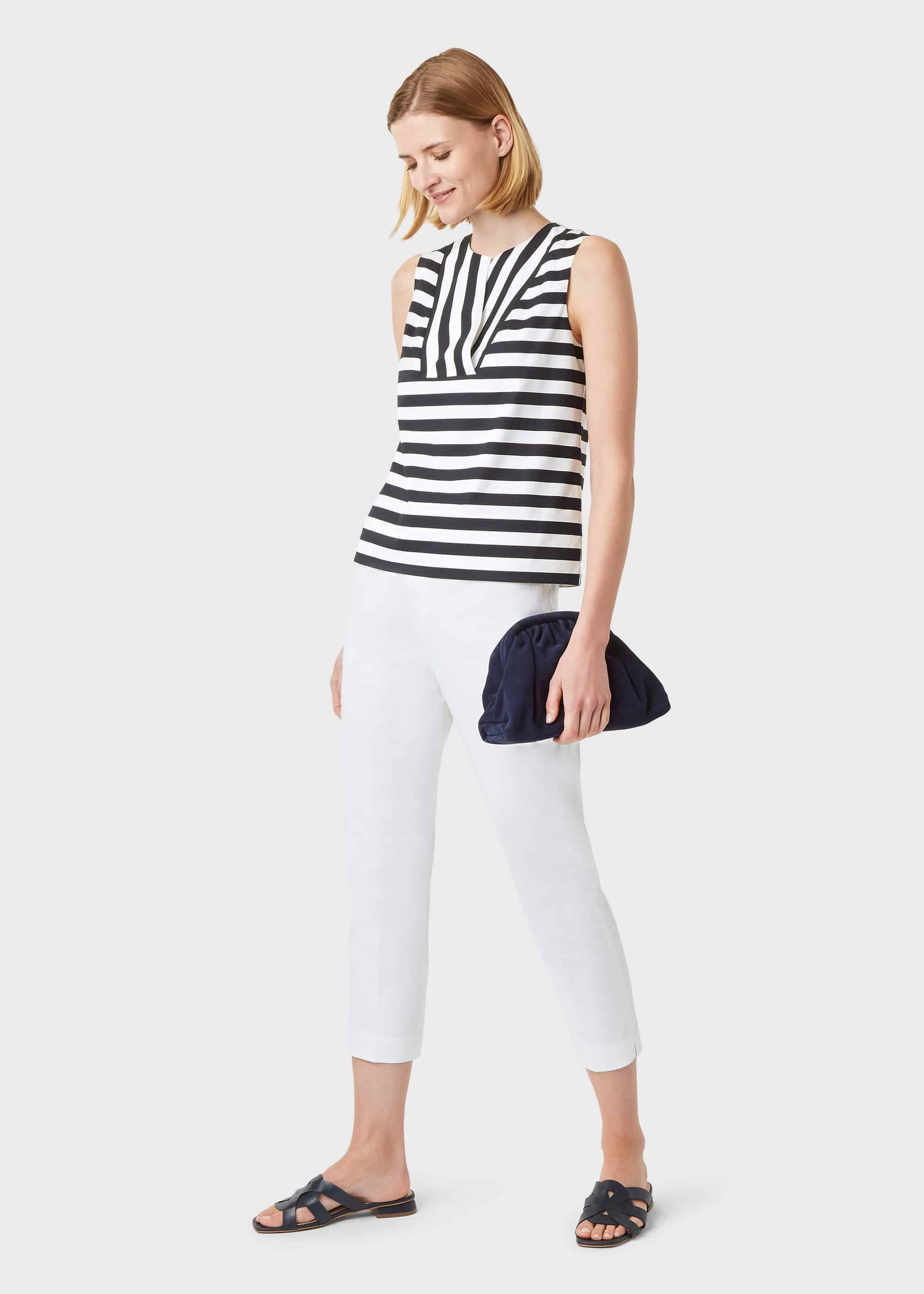 Perrie Cotton Blend Stripe Top, Navy White, hi-res
