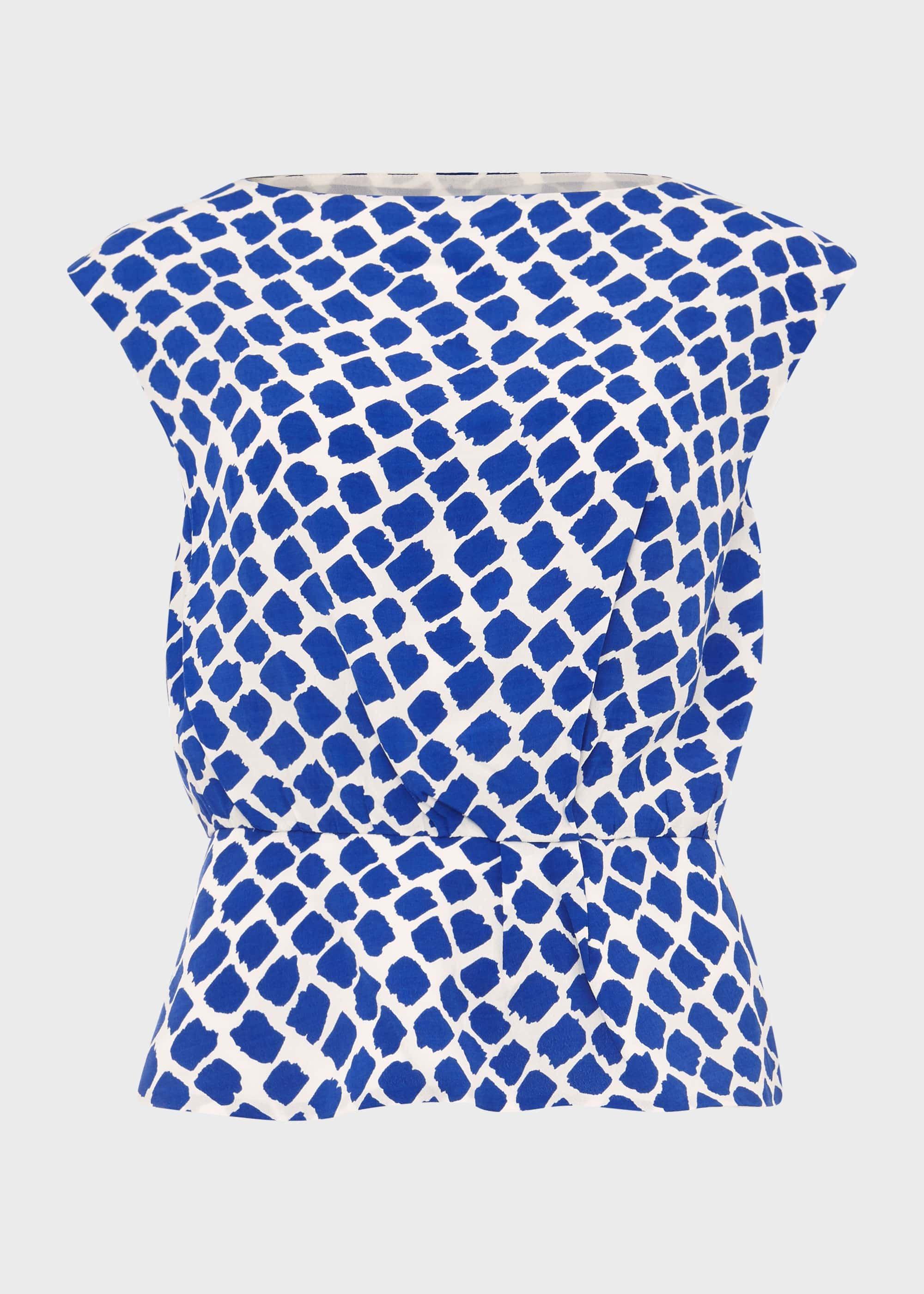 Magda Spot Blouse, Cobalt White, hi-res