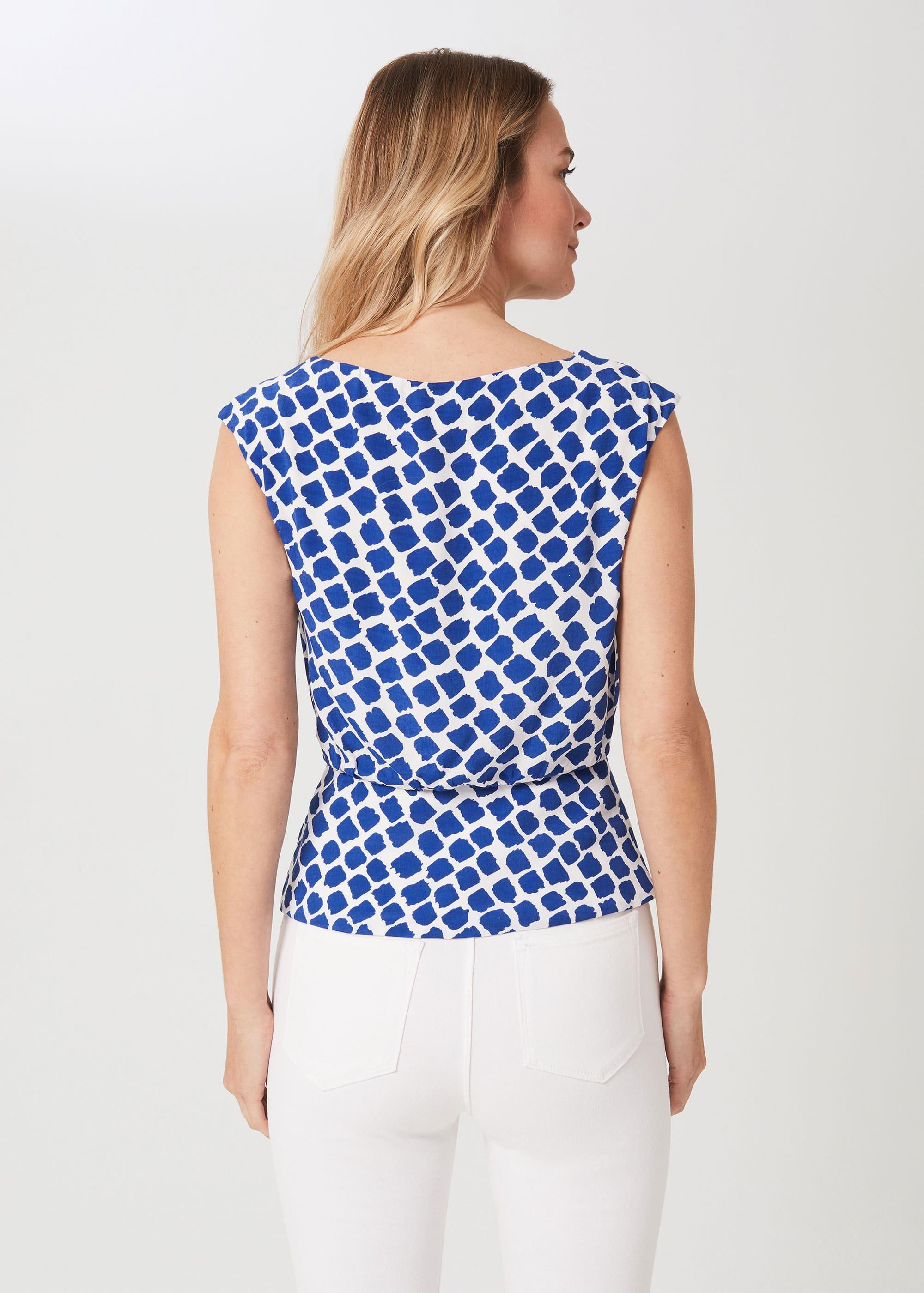 Magda Spot Blouse, Cobalt White, hi-res