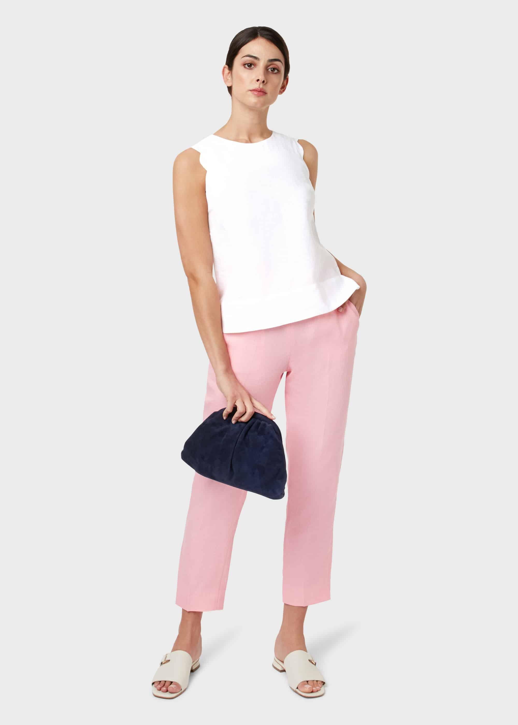 Finley Linen Top, White, hi-res