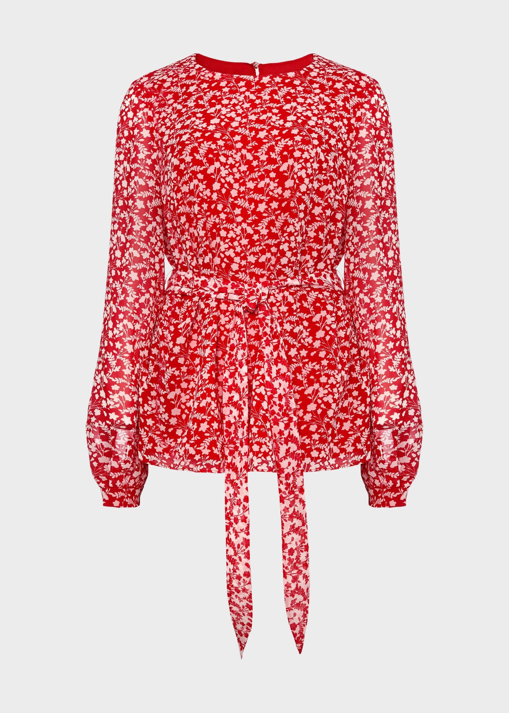 Rosie Floral Top, Rasp Red Ivory, hi-res