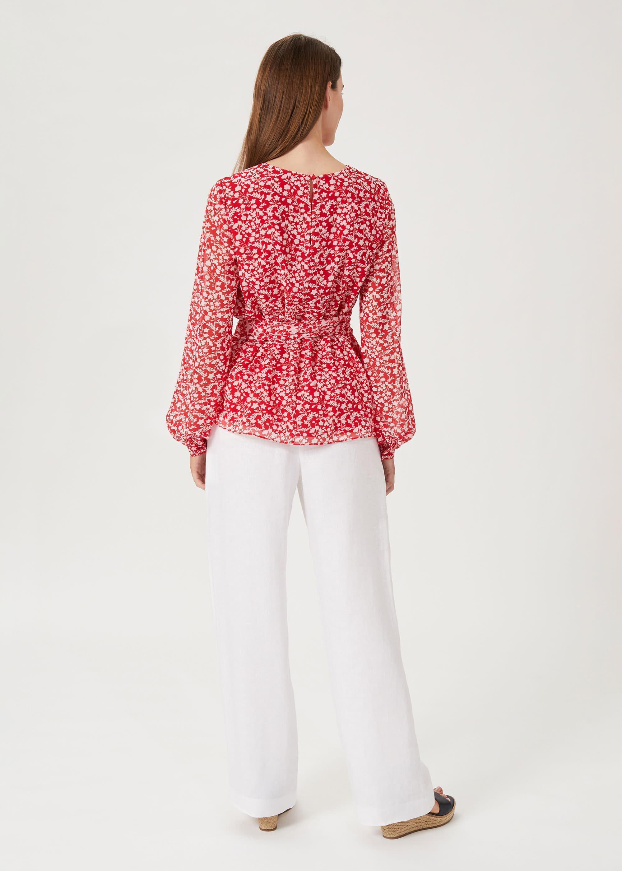 Rosie Floral Top, Rasp Red Ivory, hi-res