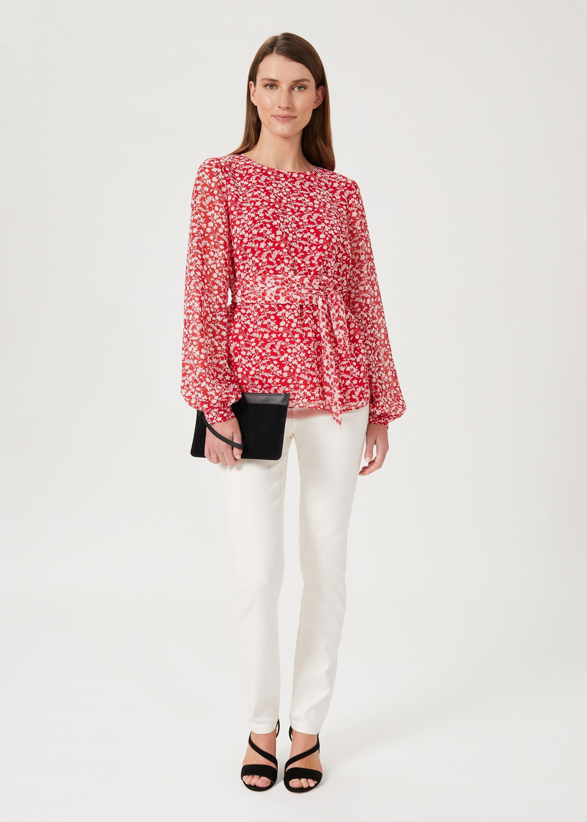 Rosie Floral Top, Rasp Red Ivory, hi-res