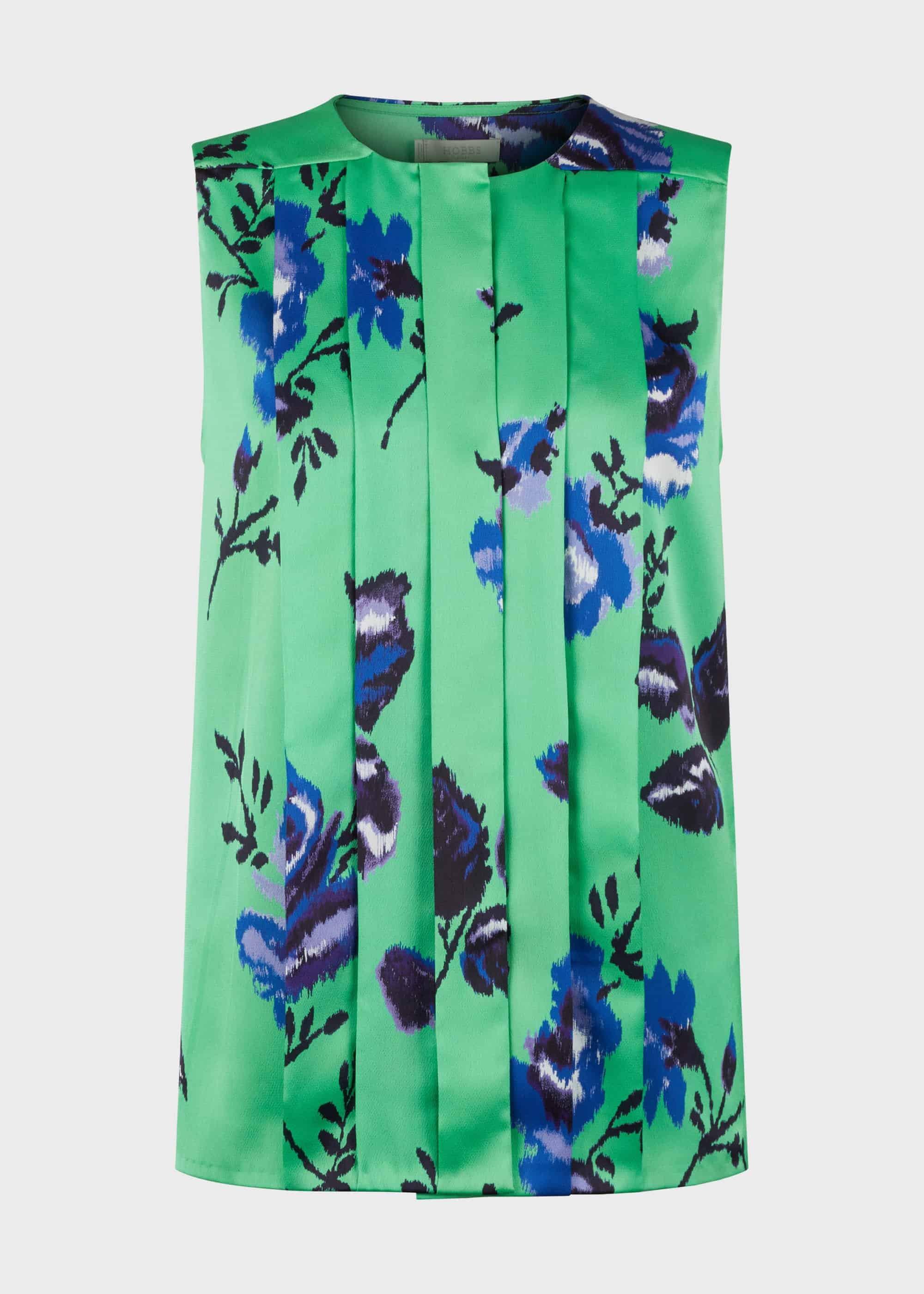 Miriam Floral Blouse, Green Blue, hi-res