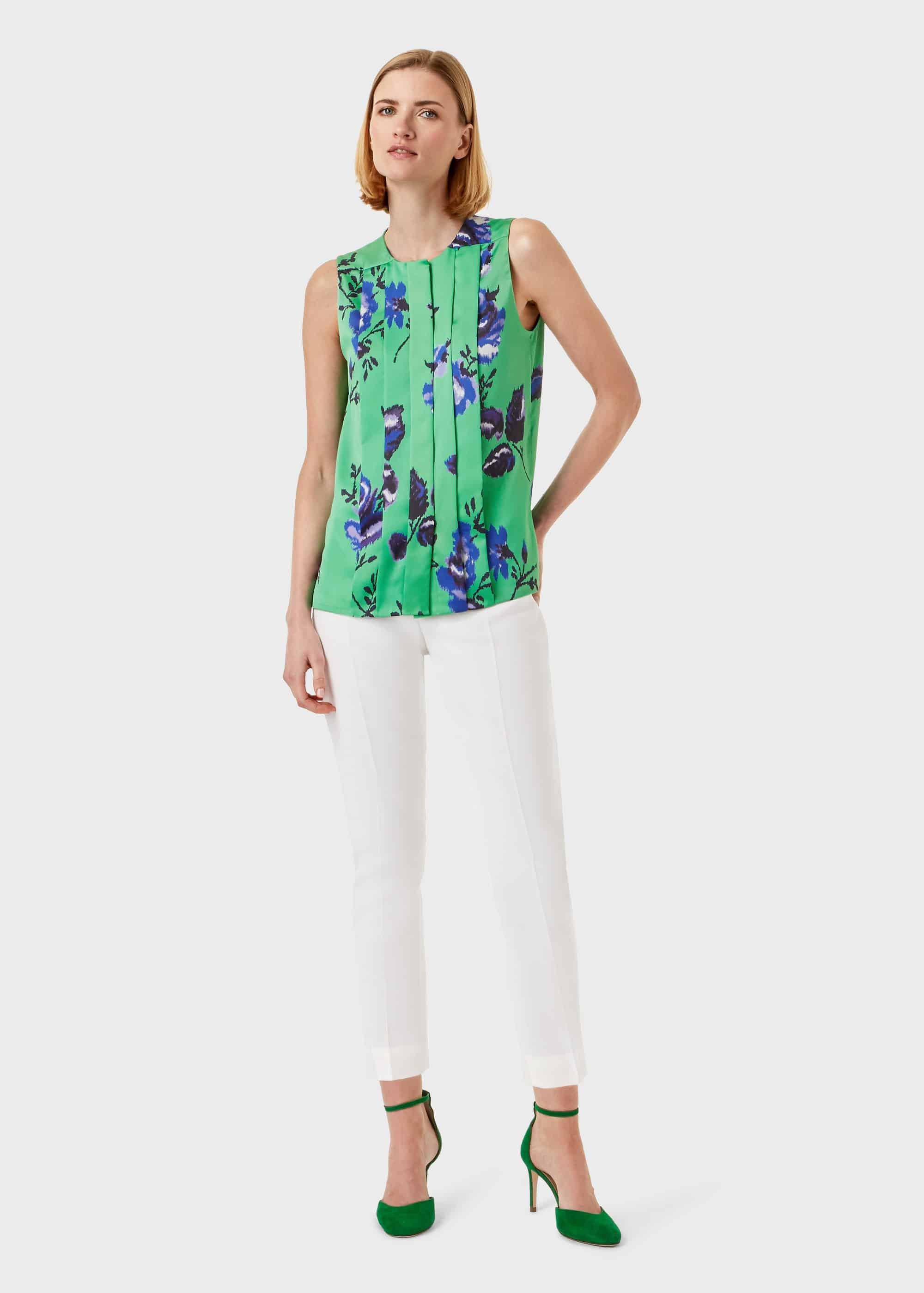 Miriam Floral Blouse, Green Blue, hi-res