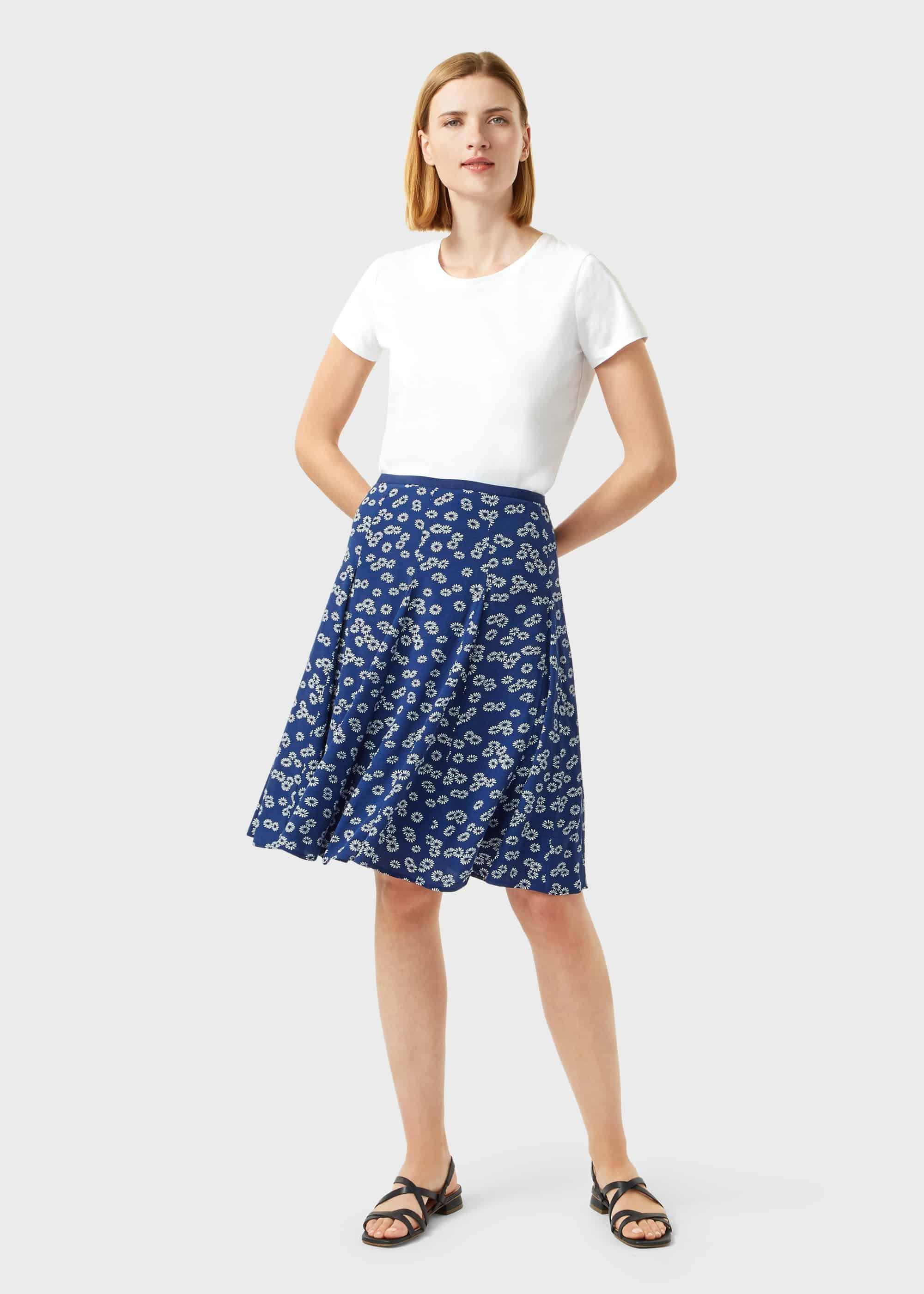 Inez Floral Skirt, French Blue Iv, hi-res