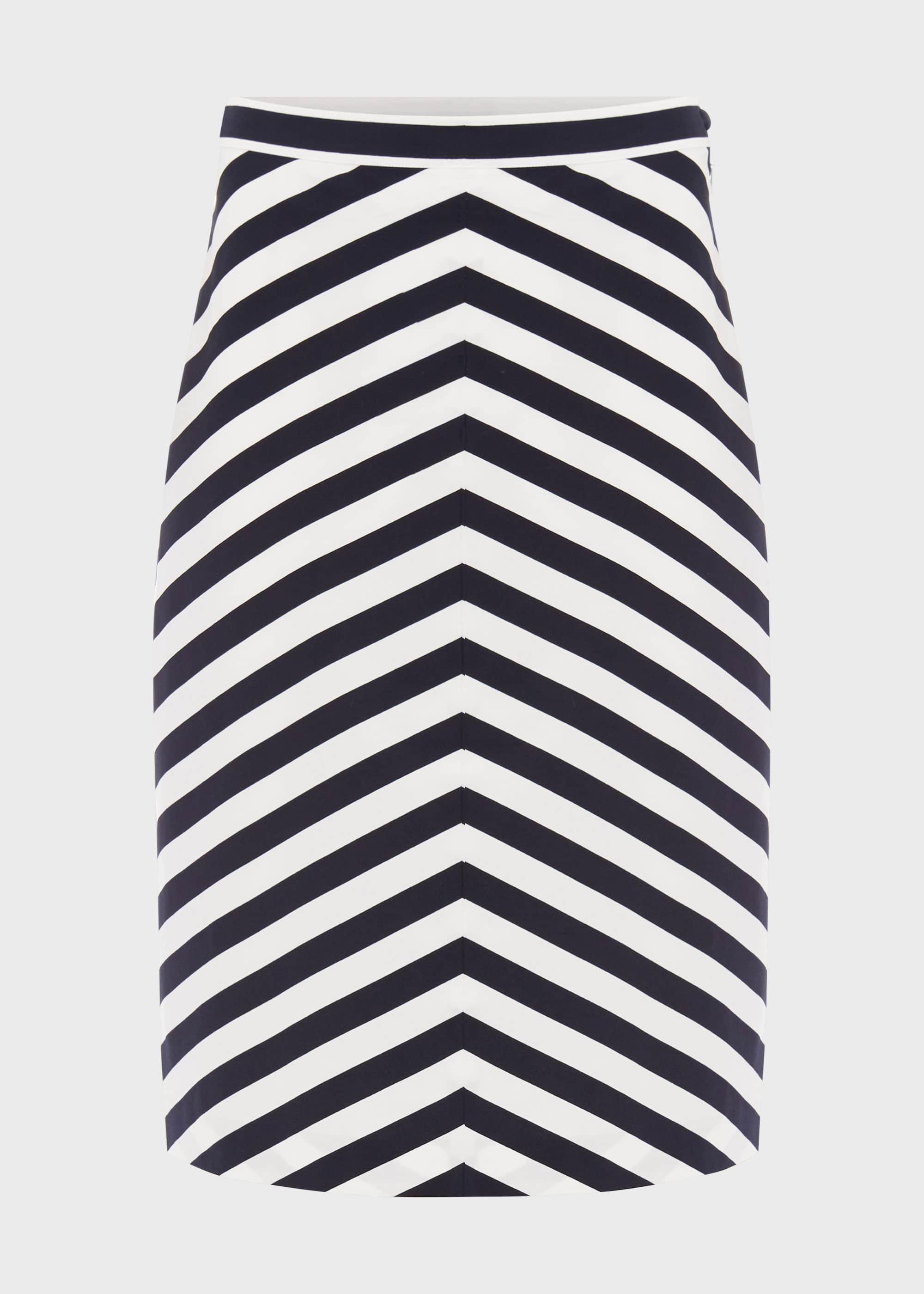 Talisa Cotton Stripe A Line Skirt, Navy White, hi-res