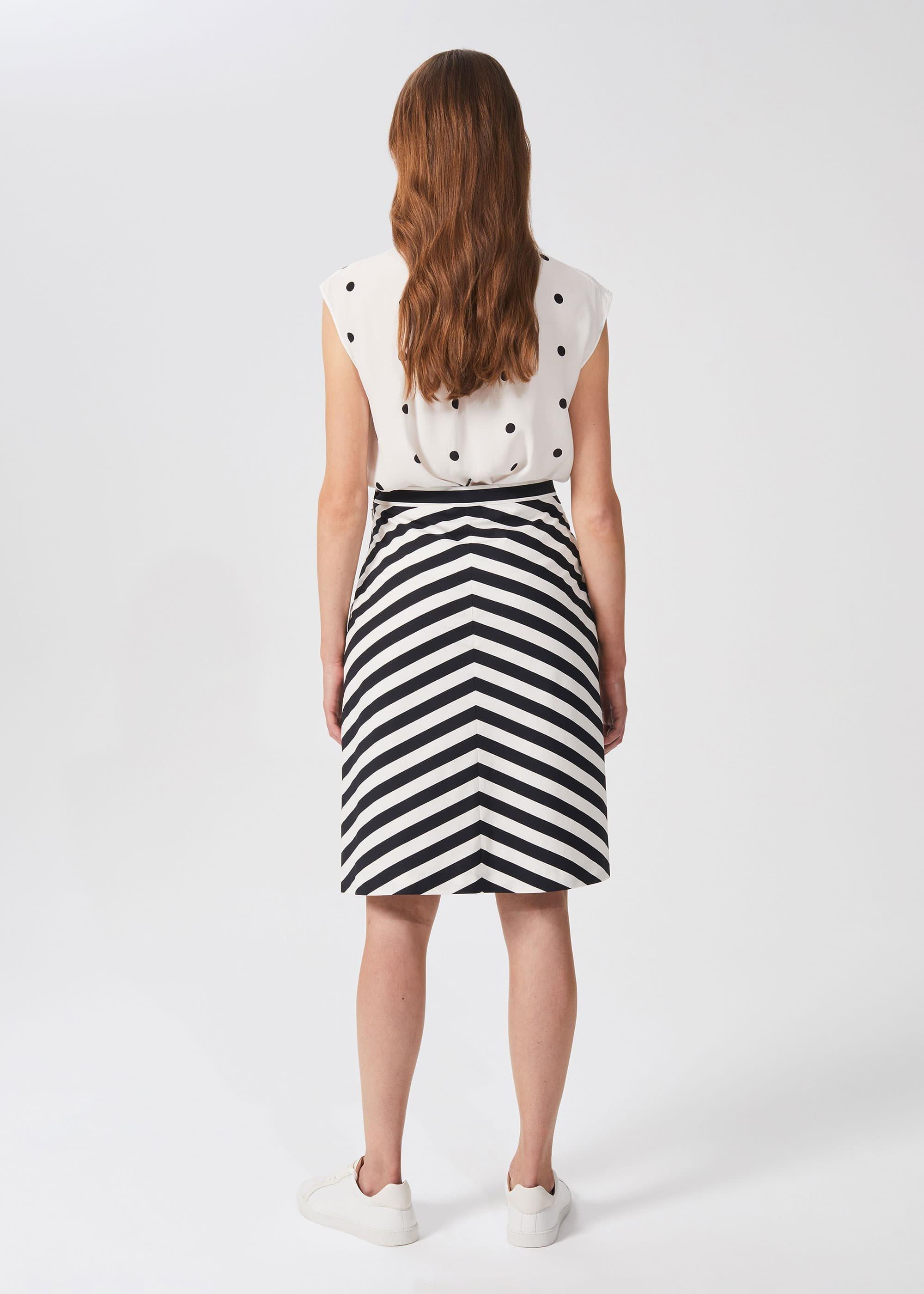 Talisa Cotton Stripe A Line Skirt, Navy White, hi-res