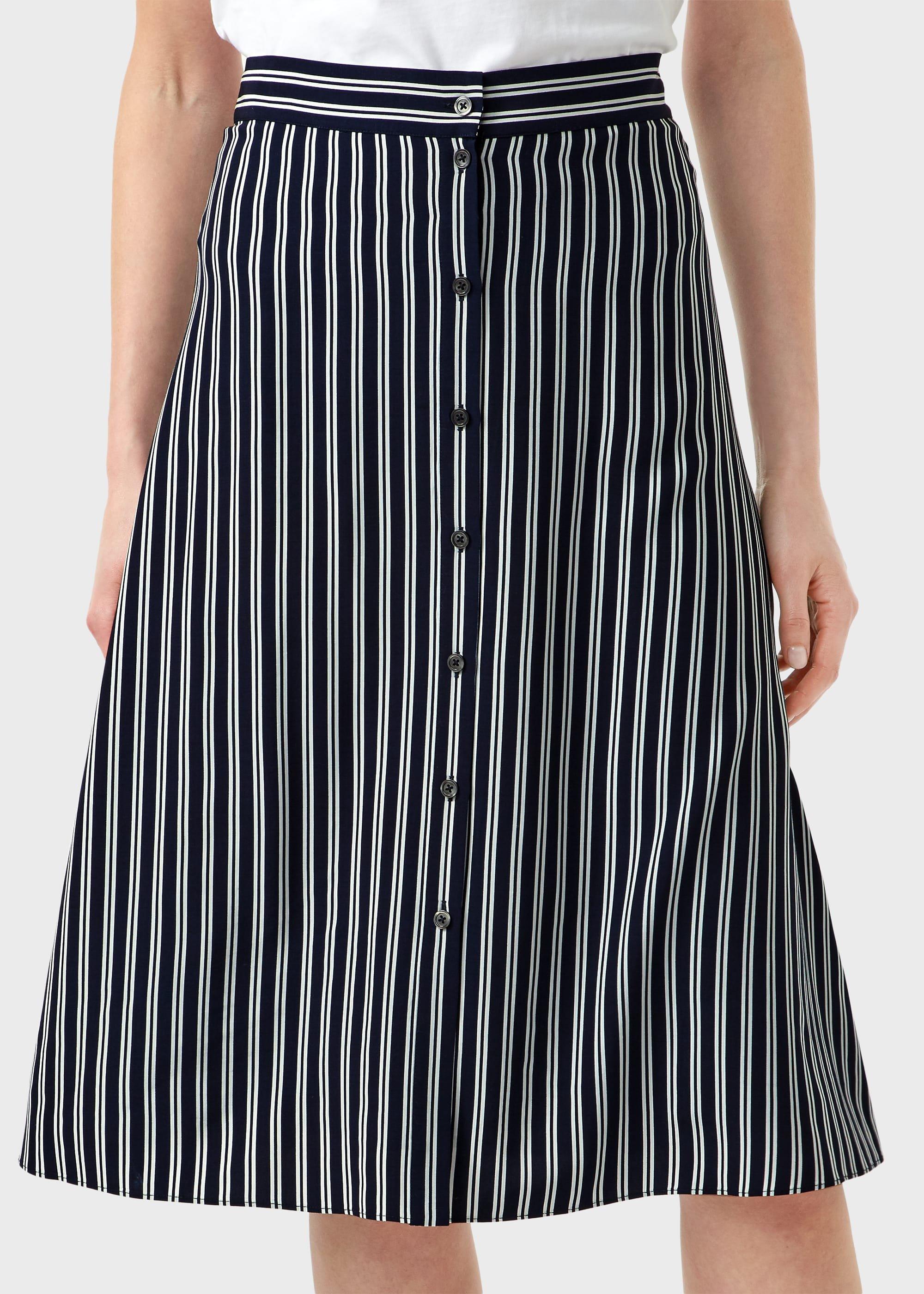 Monroe Stripe A Line Skirt, Navy Ivory, hi-res