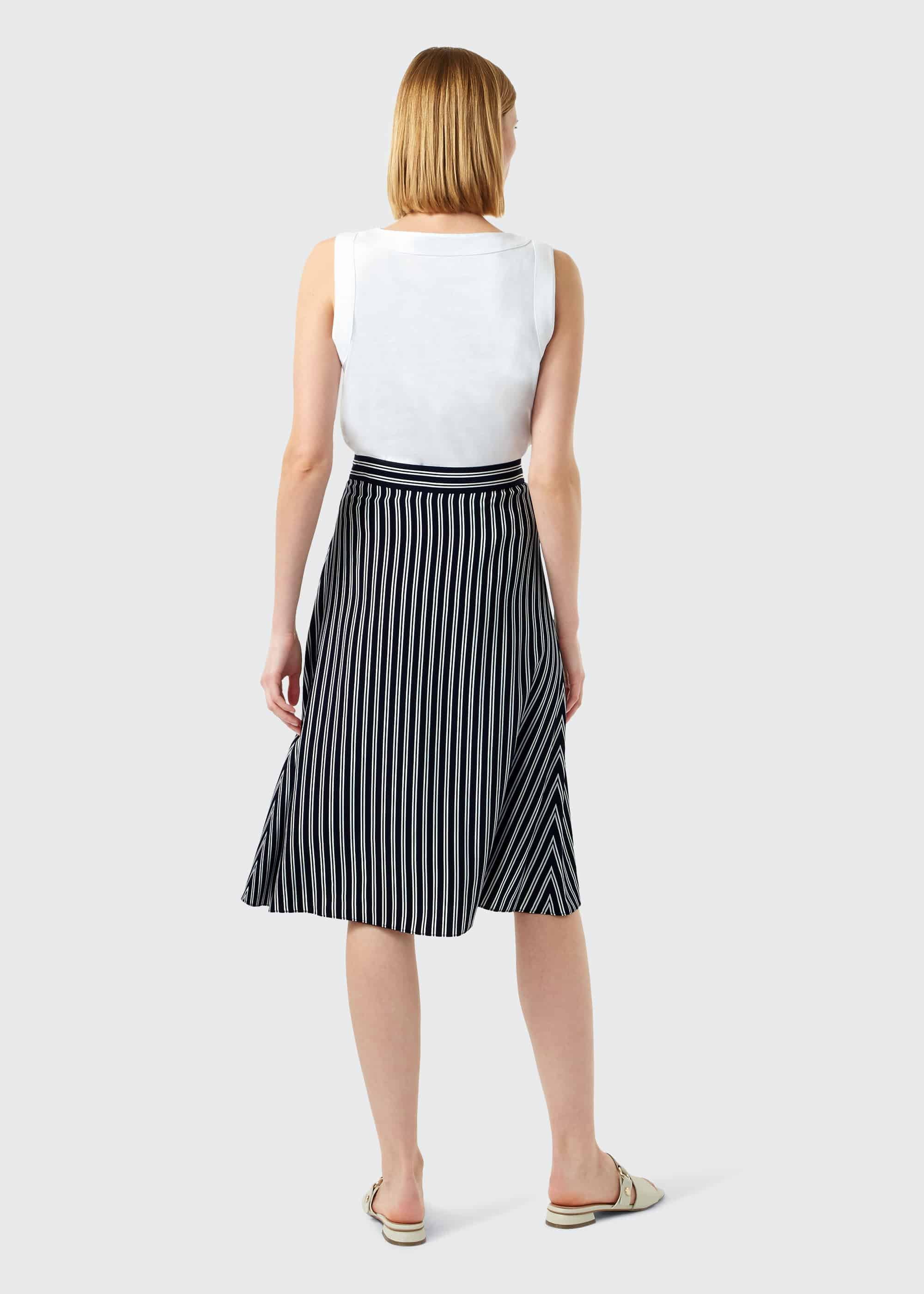 Monroe Stripe A Line Skirt, Navy Ivory, hi-res