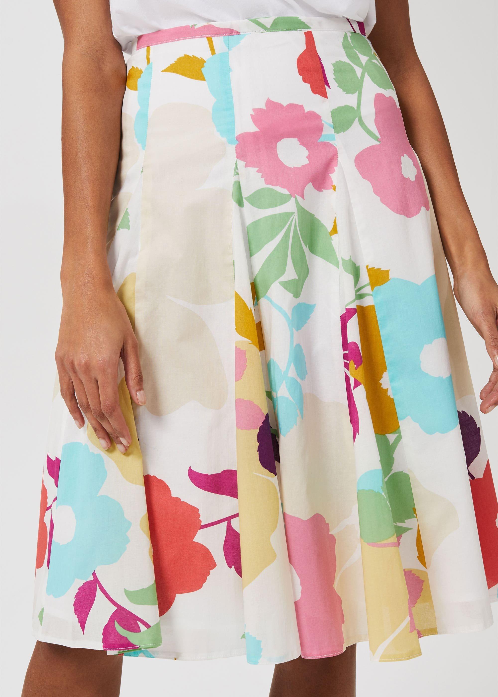 Melina Cotton Floral Full Skirt, White Multi, hi-res
