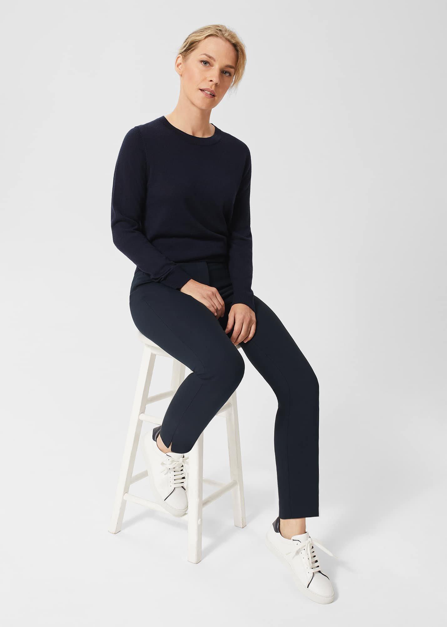 Petite Annie Slim trousers With Stretch, Navy, hi-res