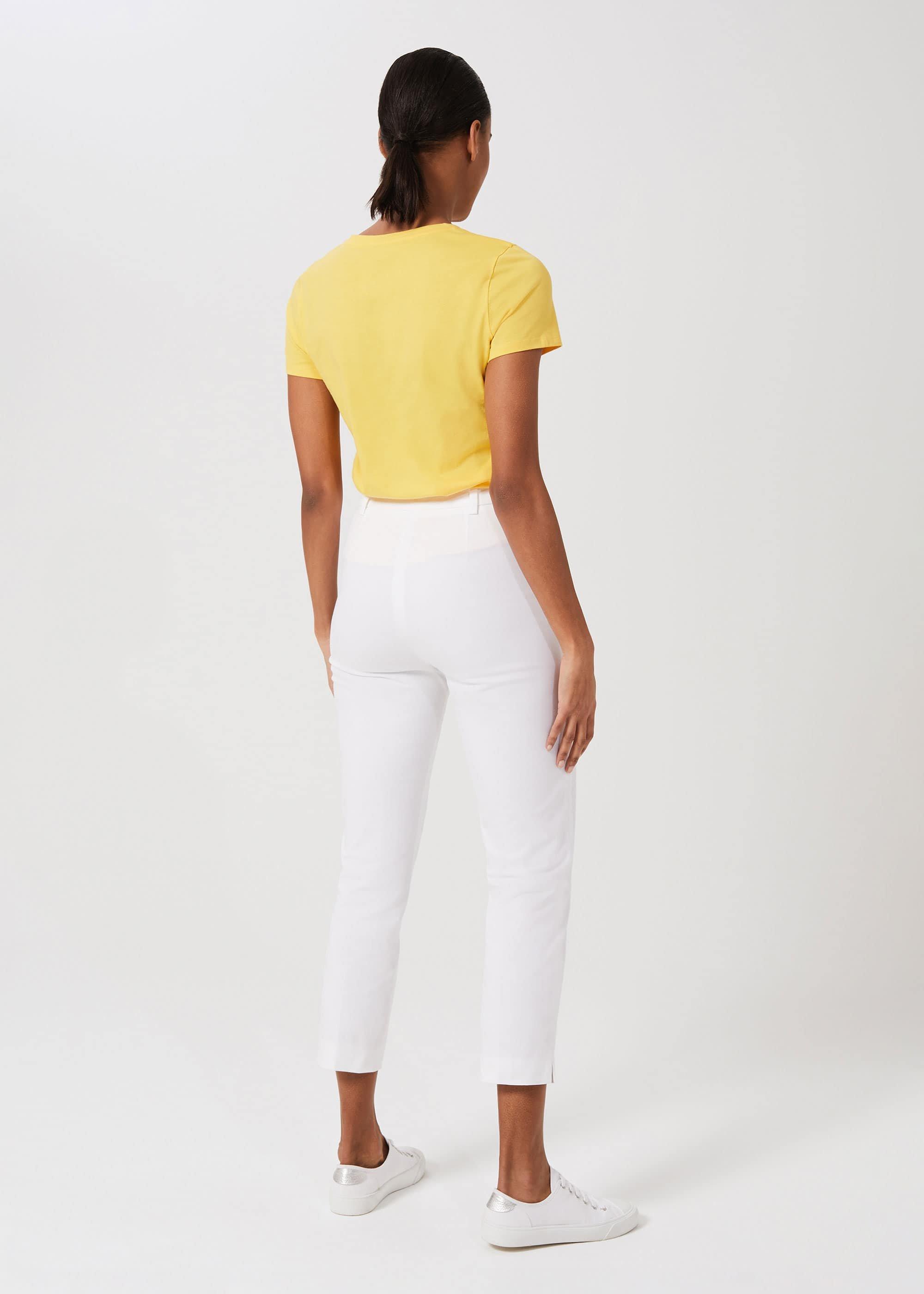 Mallory Cotton Blend Capri Pants With Stretch, White, hi-res