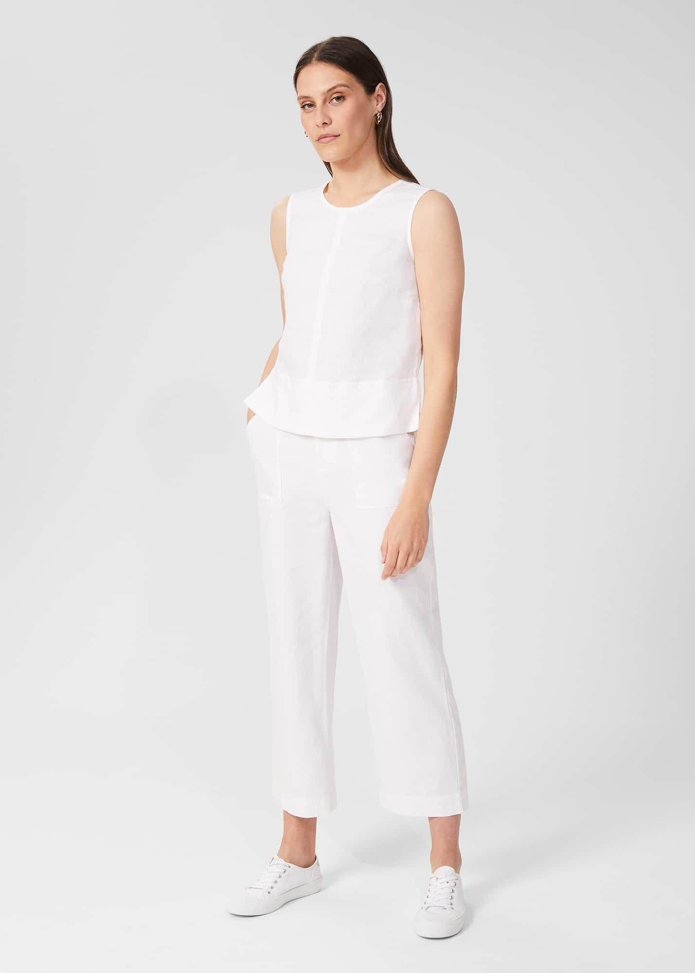 Luzia Wide Leg trousers With Linen, White, hi-res
