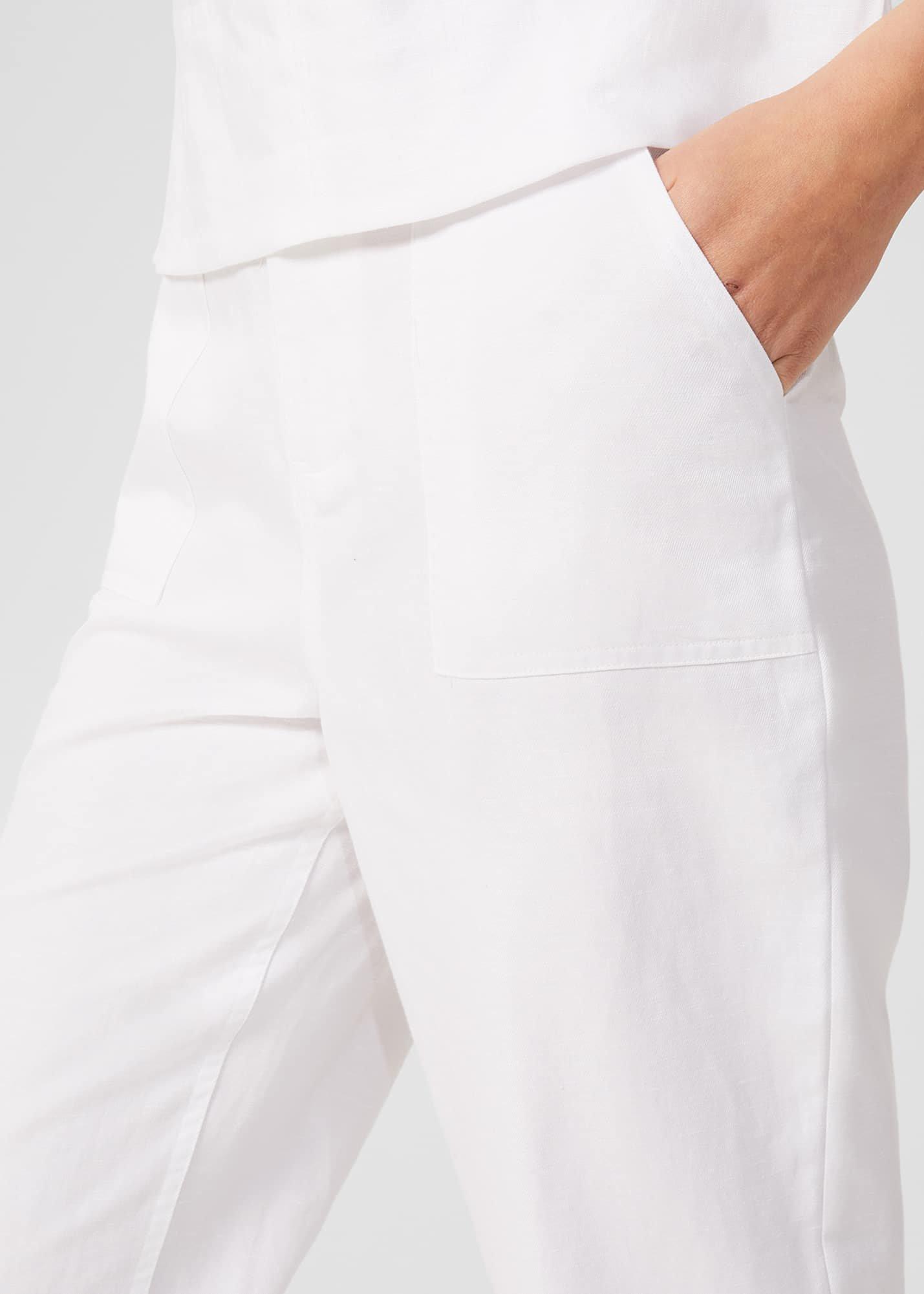 Luzia Wide Leg trousers With Linen, White, hi-res