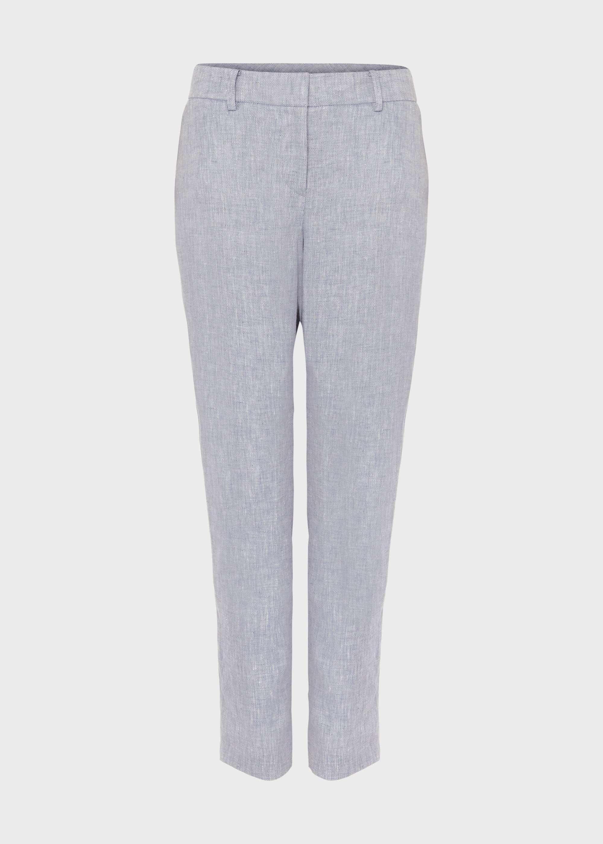 Ivana Linen Tapered Trousers, Pale Blue, hi-res