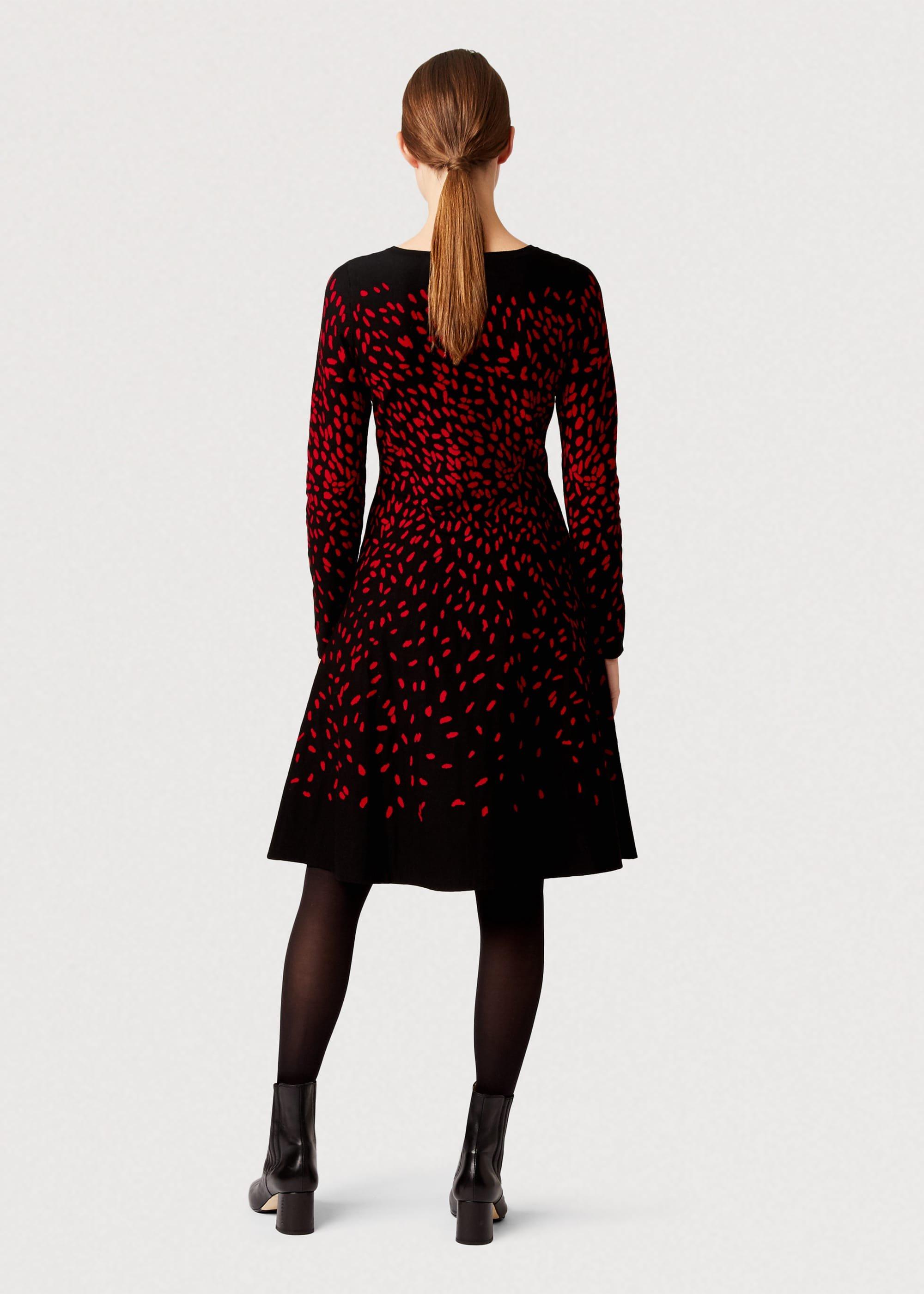 Jodie Knitted Dress, Black Red, hi-res
