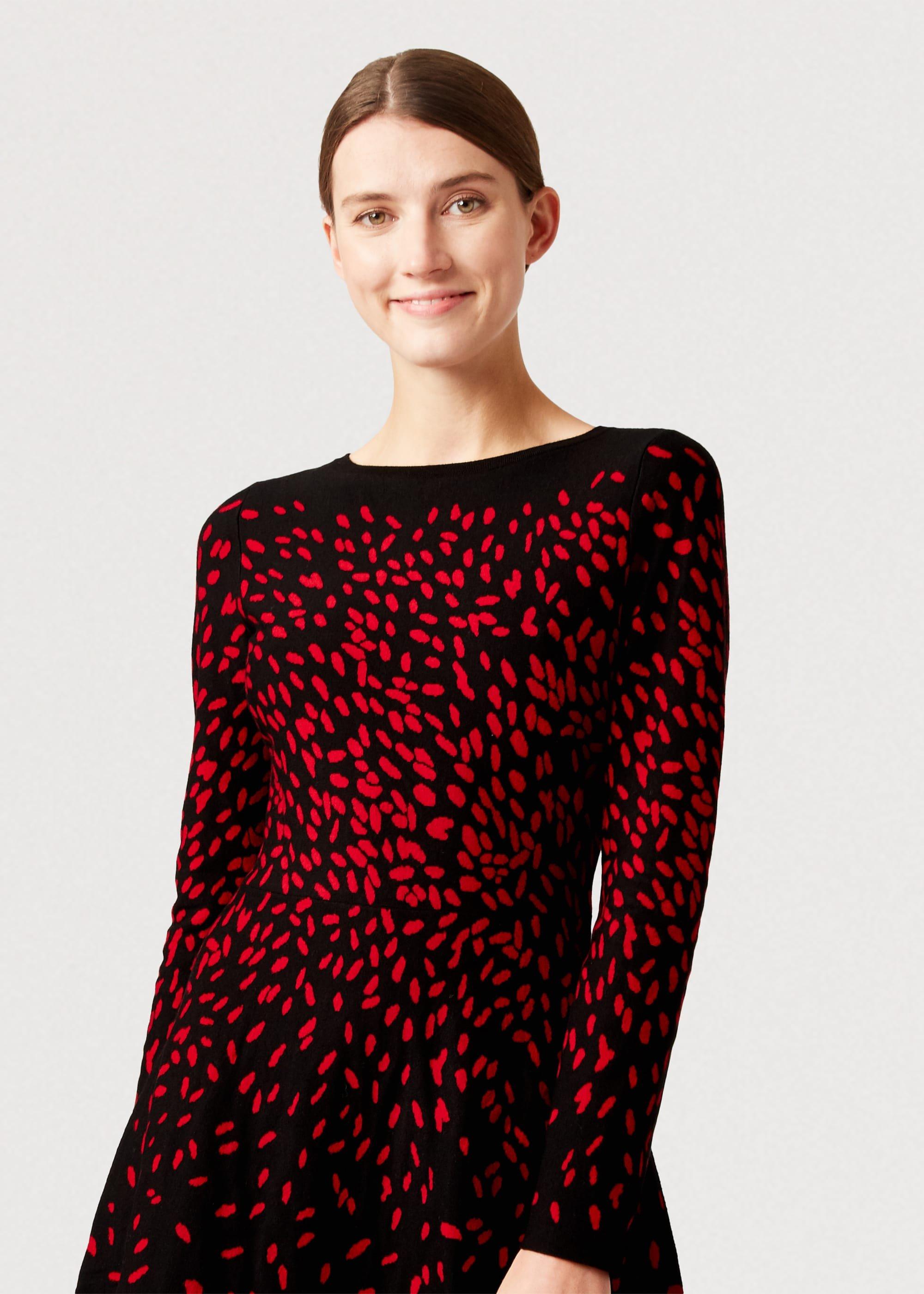 Jodie Knitted Dress, Black Red, hi-res