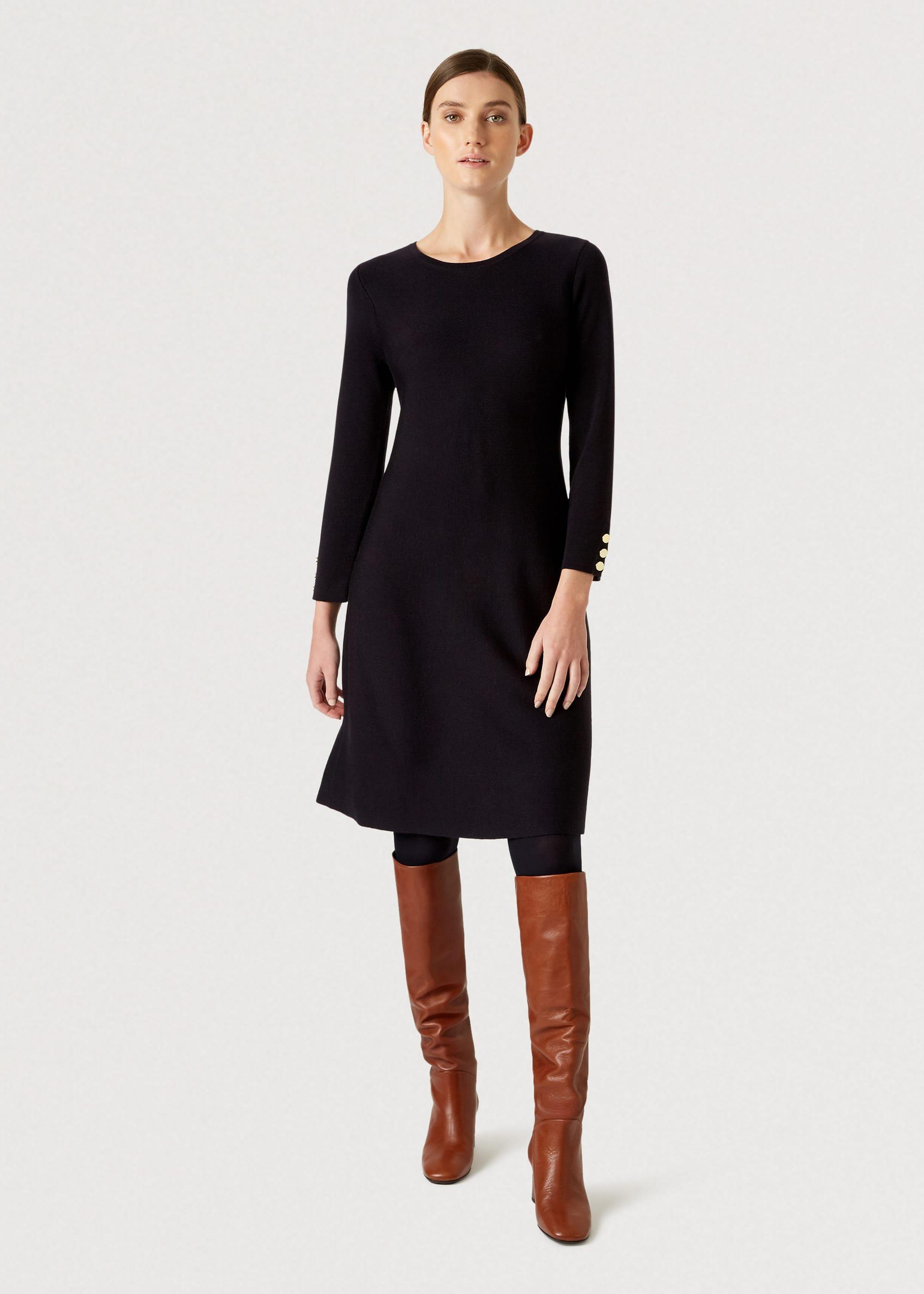 Cora Knitted Dress, Navy, hi-res