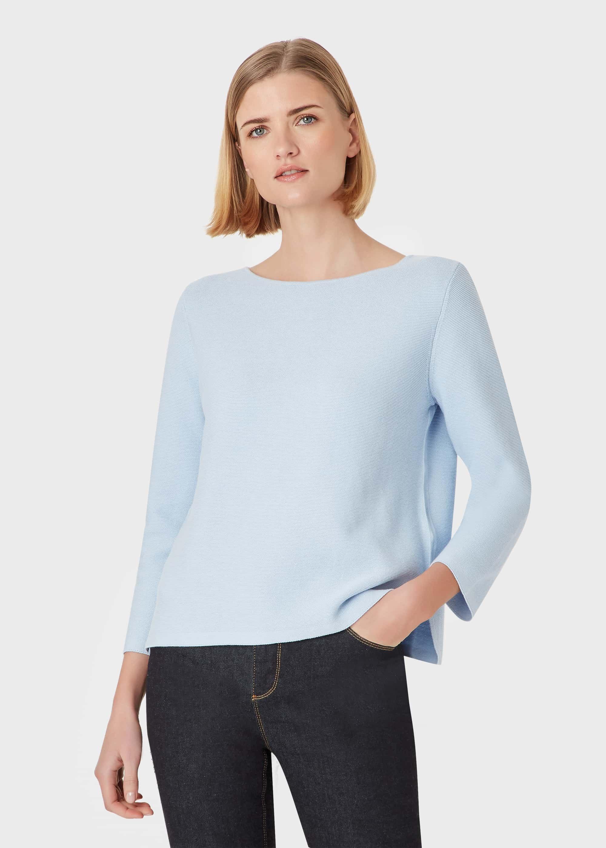Beatrice Cotton Jumper, Cornflower Blue, hi-res