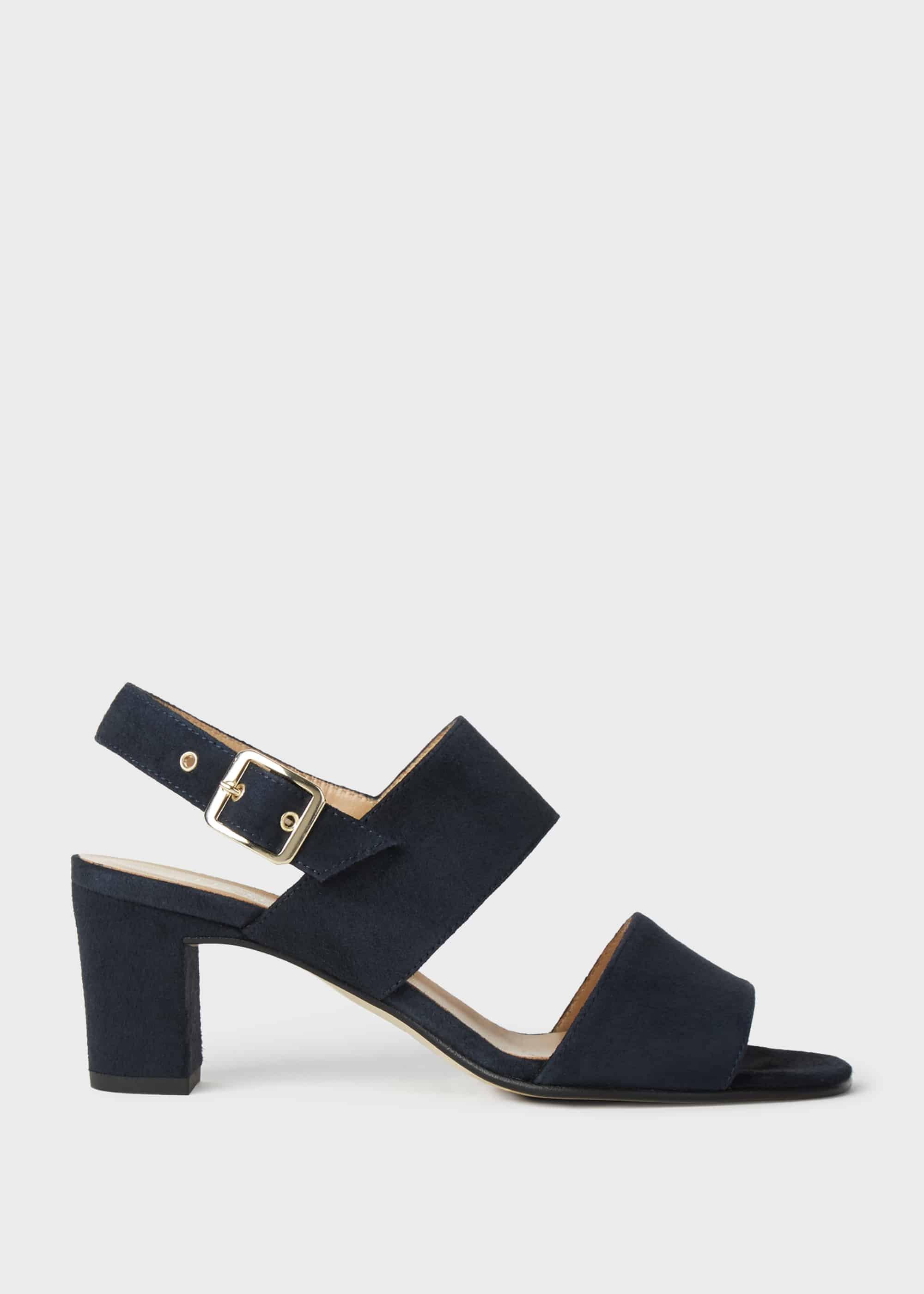 Katrina Suede Block Heel Sandals, Navy, hi-res