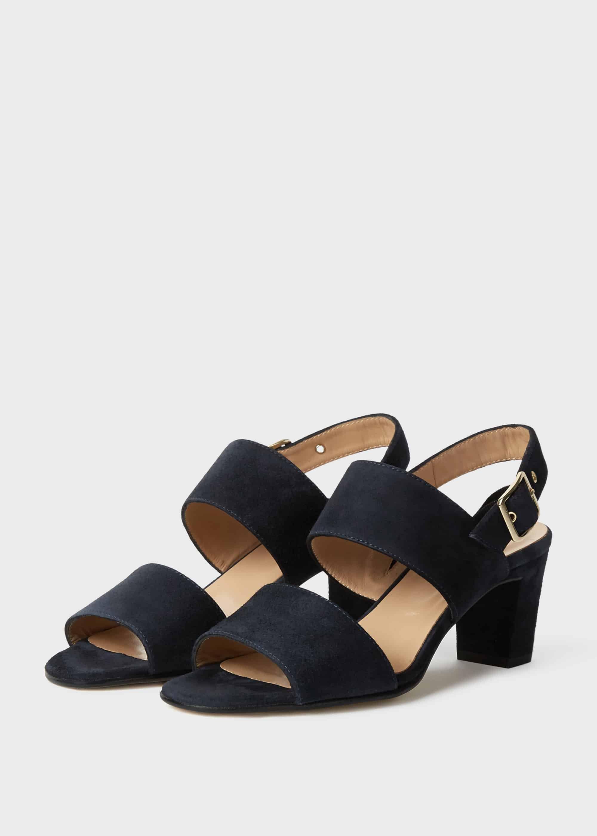 Katrina Suede Block Heel Sandals, Navy, hi-res
