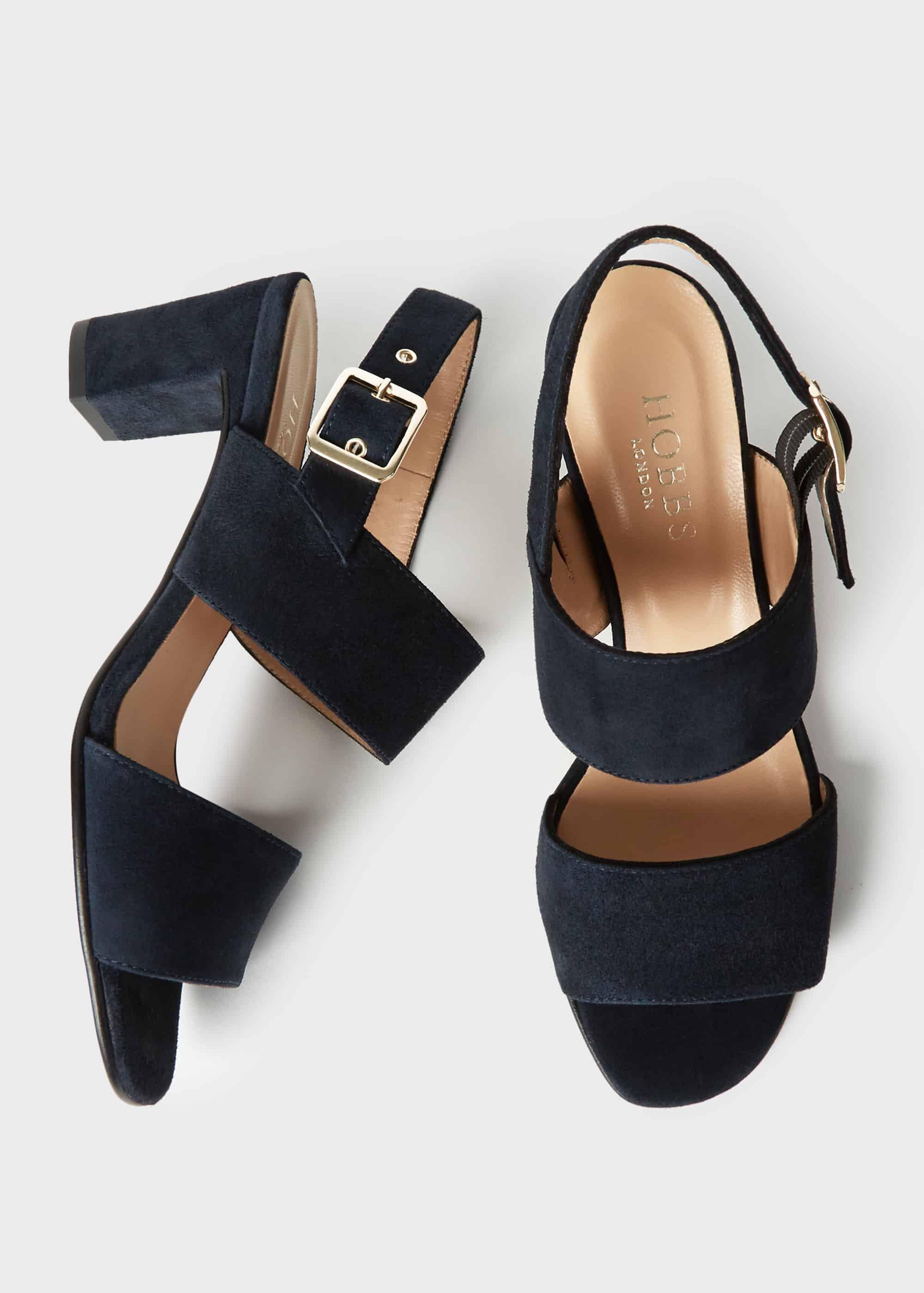 Katrina Suede Block Heel Sandals, Navy, hi-res