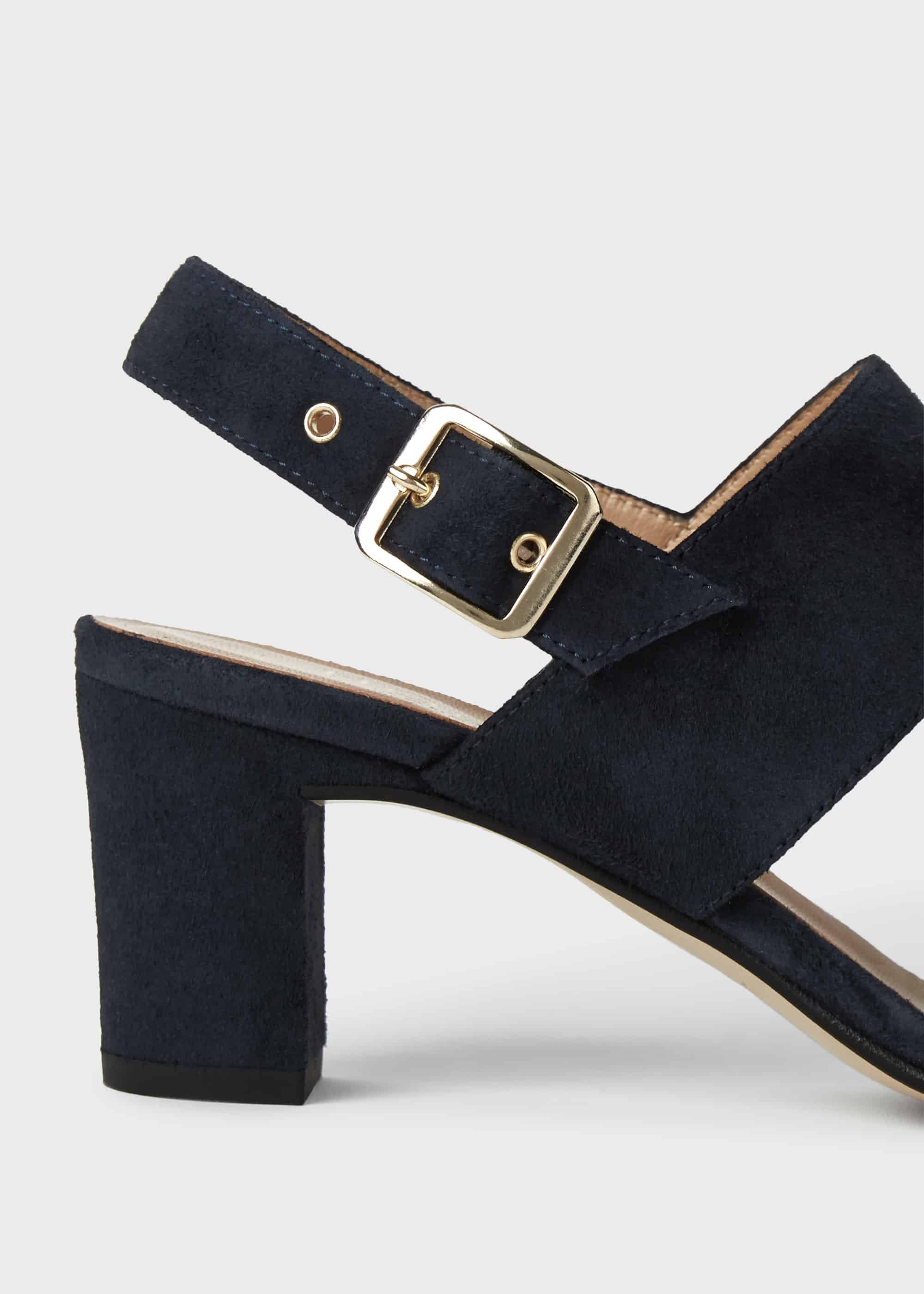 Katrina Suede Block Heel Sandals, Navy, hi-res