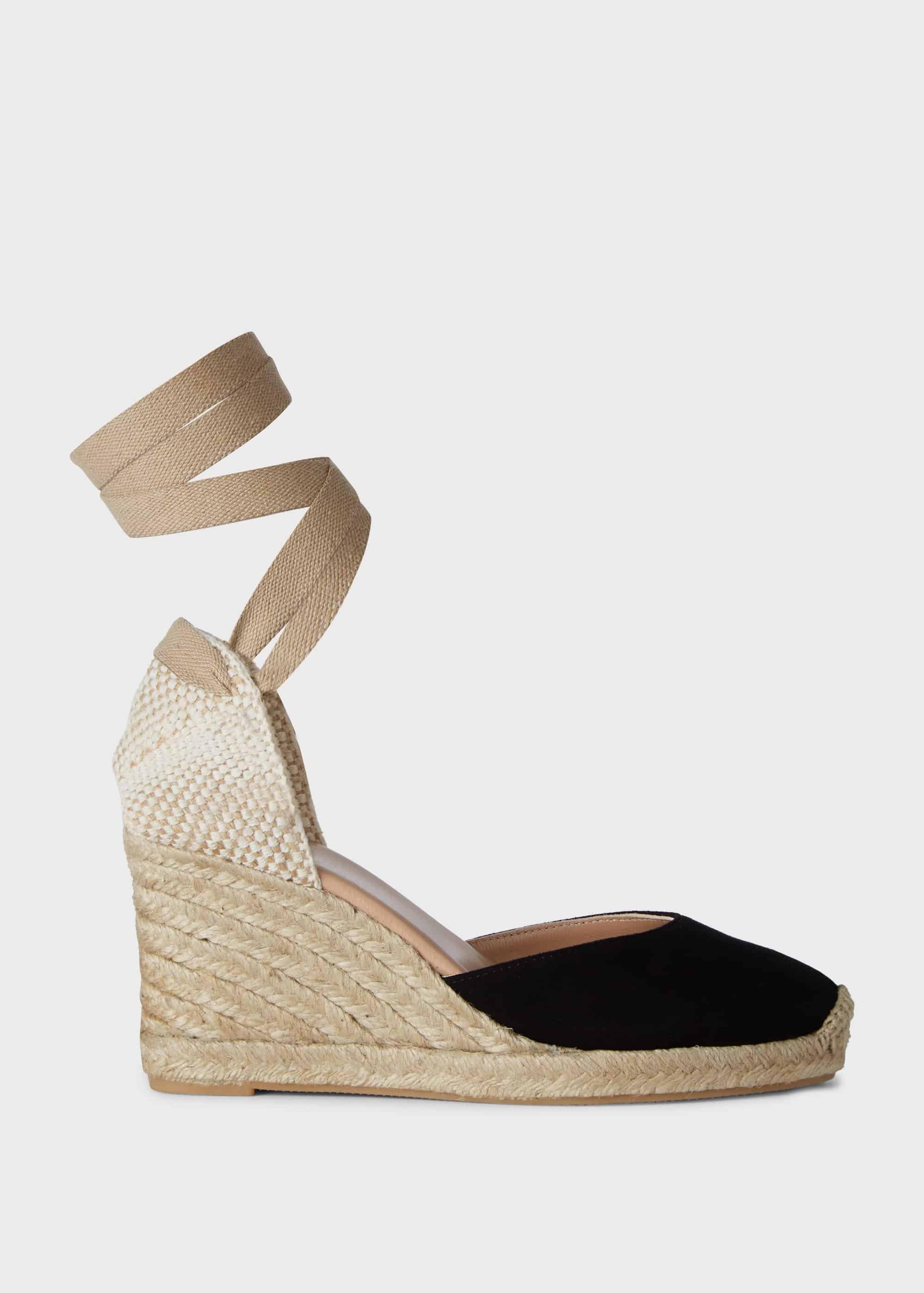 Trina Suede Wedge Espadrilles, Black, hi-res