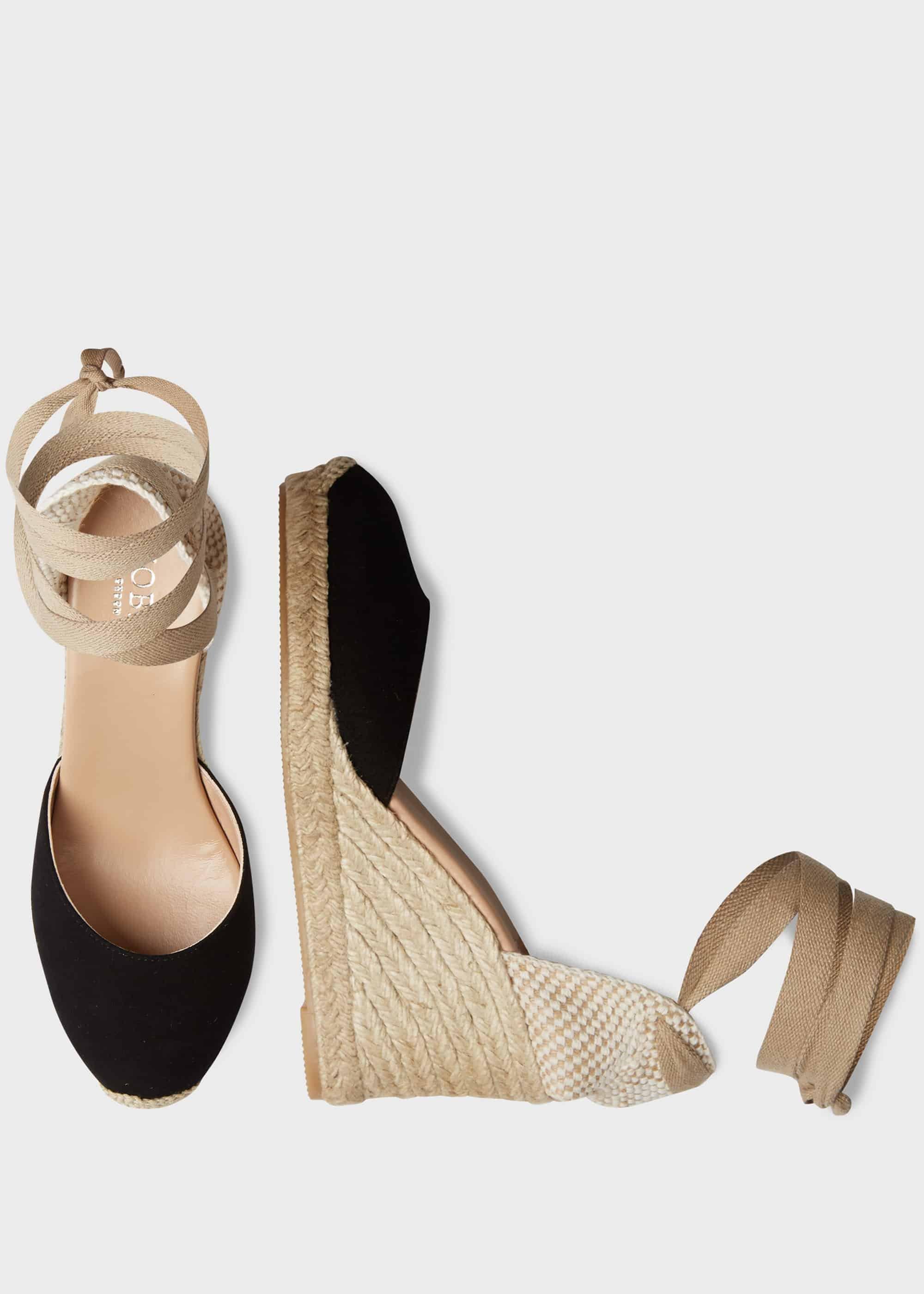 Trina Suede Wedge Espadrilles, Black, hi-res