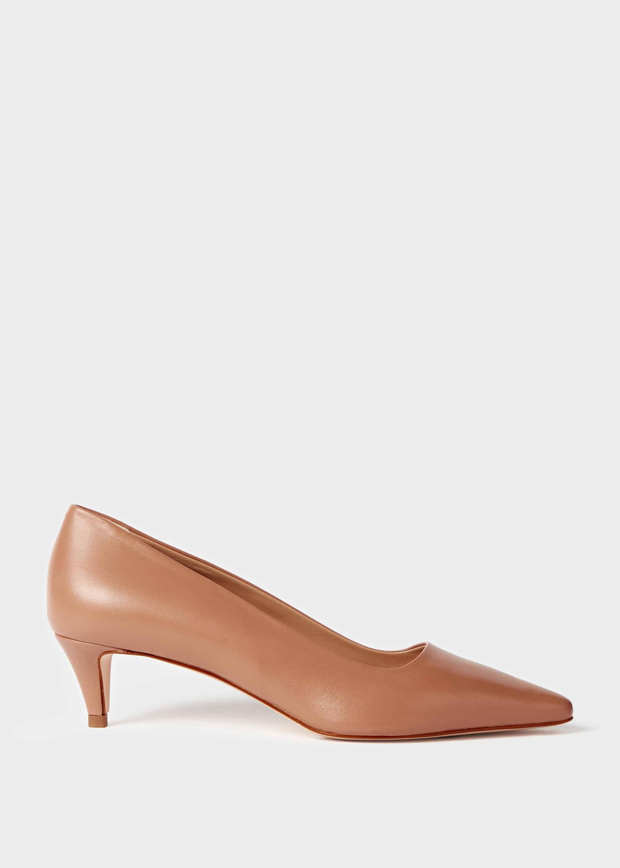 Millie Leather Kitten Heel  Court Shoes, Toasted Almond, hi-res