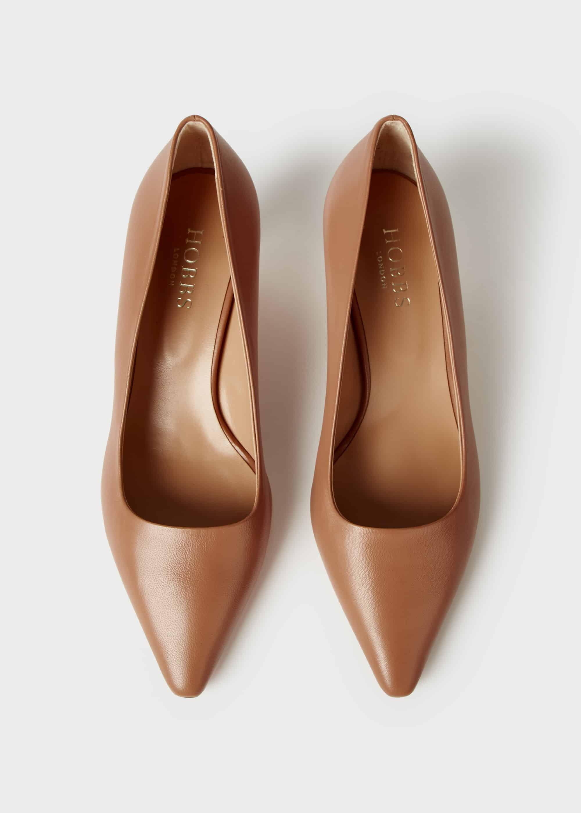 Millie Leather Kitten Heel  Court Shoes, Toasted Almond, hi-res