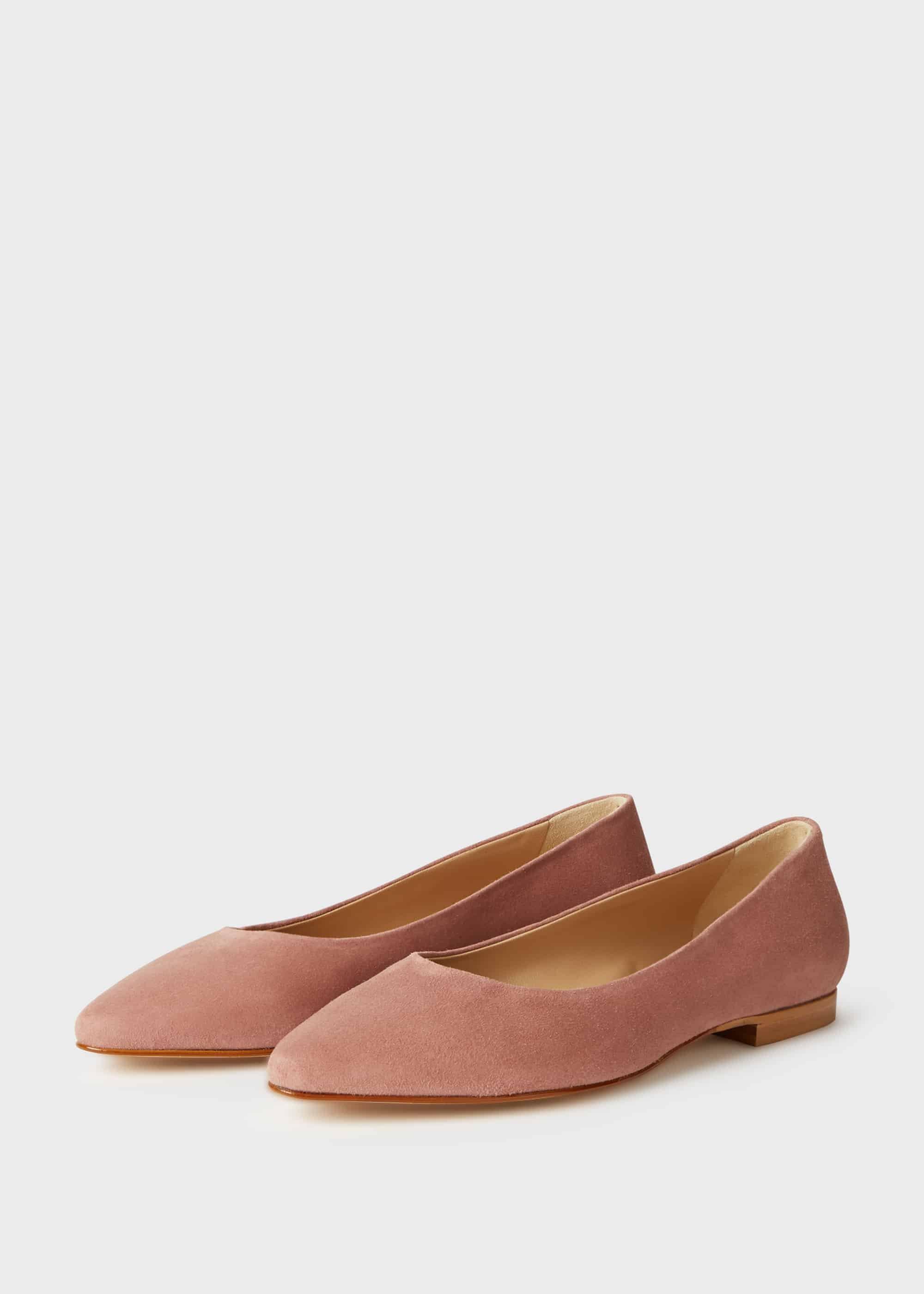 Serena Suede Ballerinas, Dusky Pink, hi-res