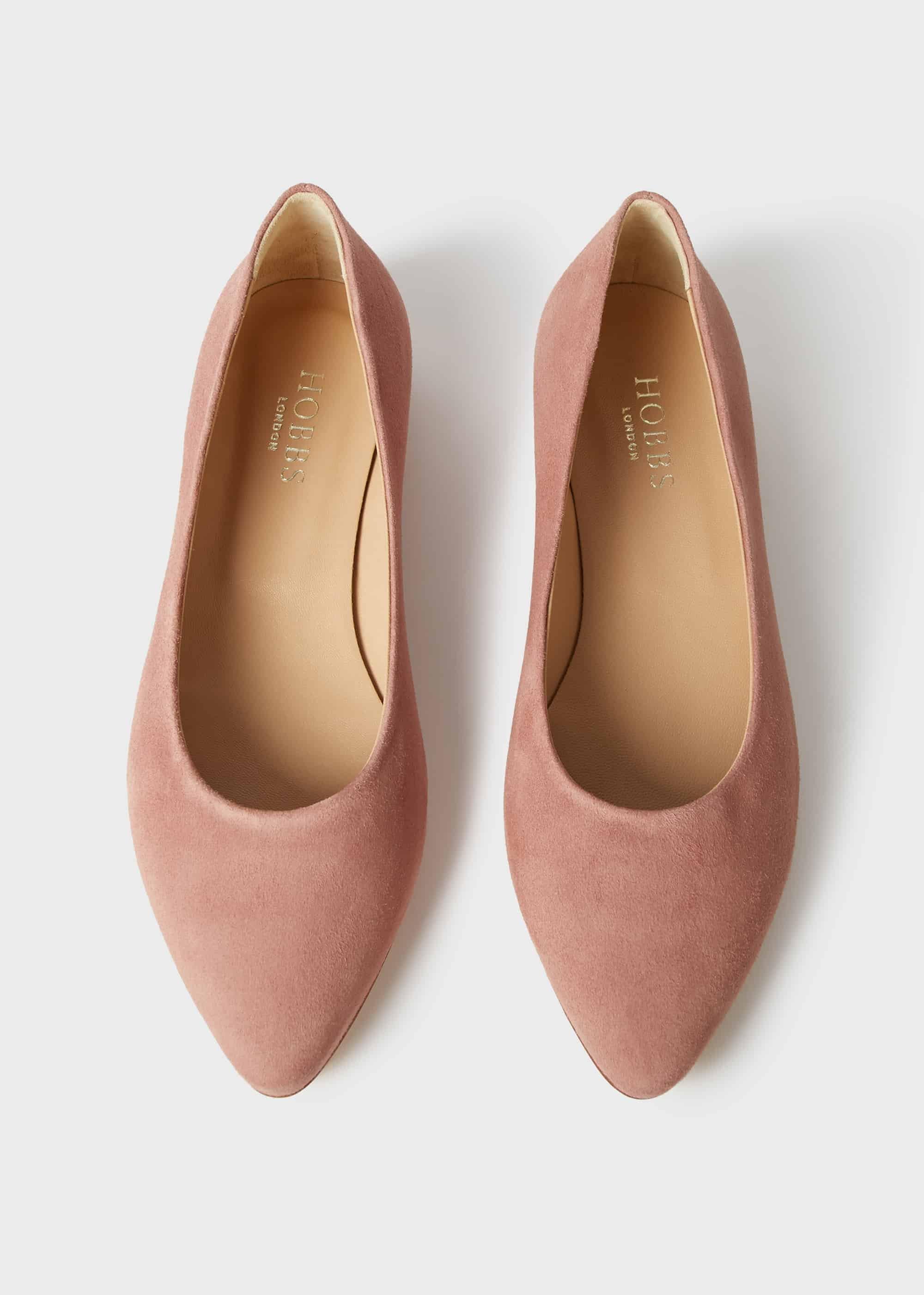 Serena Suede Ballerinas, Dusky Pink, hi-res