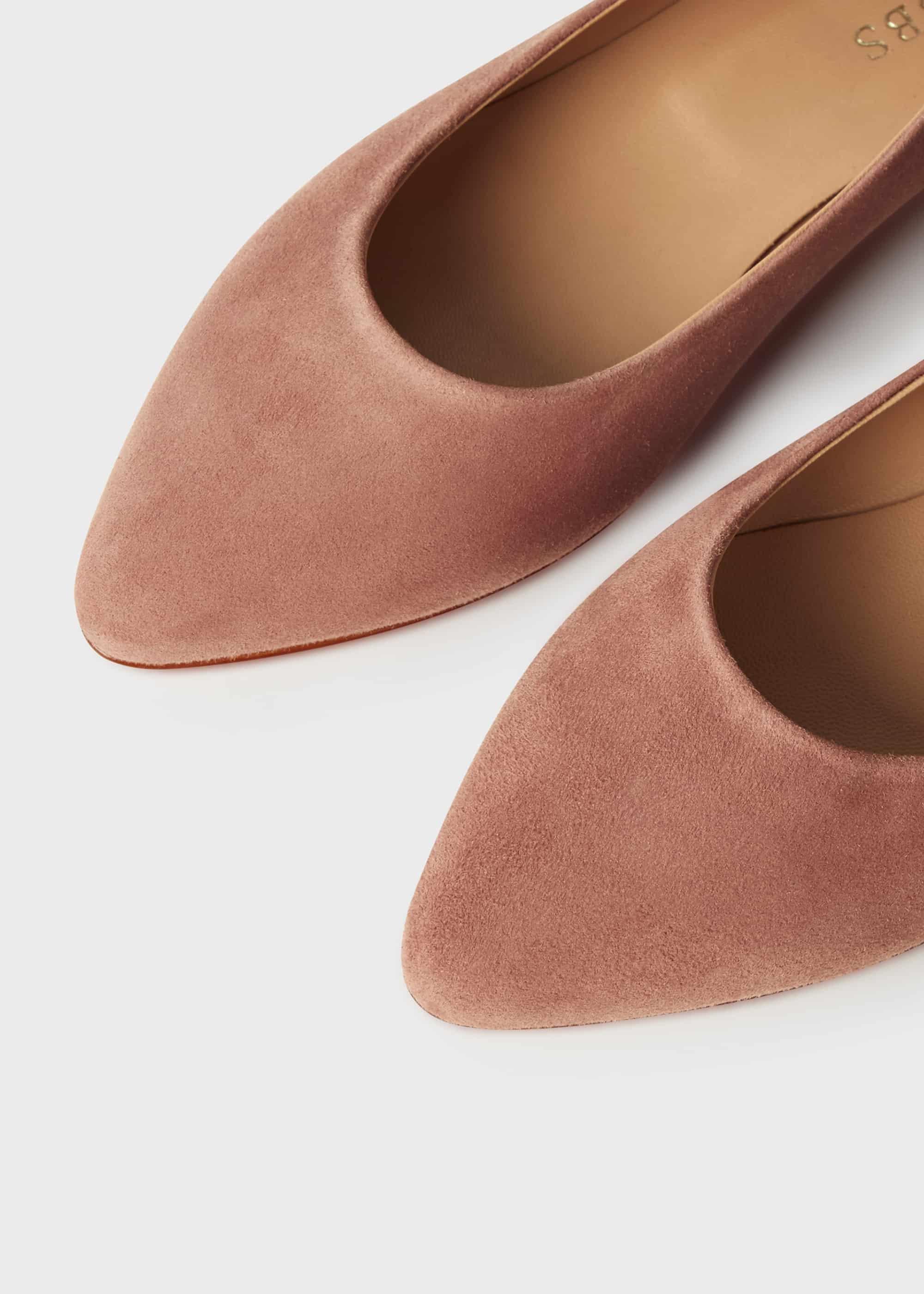 Serena Suede Ballerinas, Dusky Pink, hi-res
