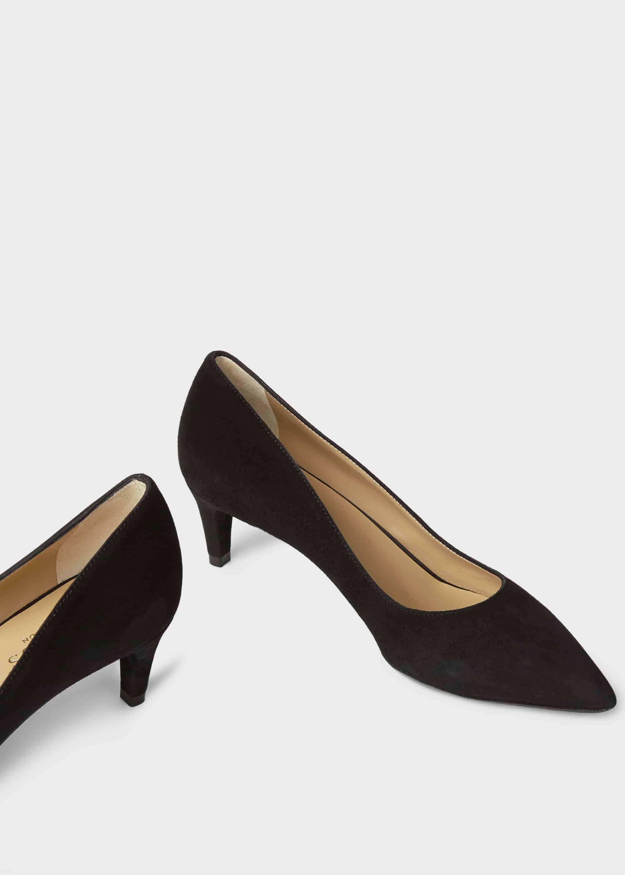Polly Suede Kitten Heel Court Shoes, Black, hi-res