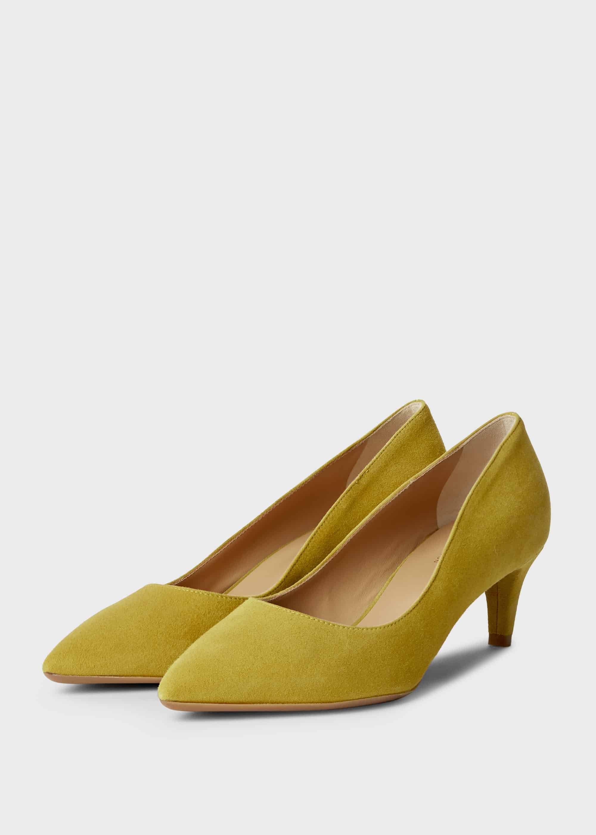 Polly Suede Kitten Heel Court Shoes, Citron, hi-res