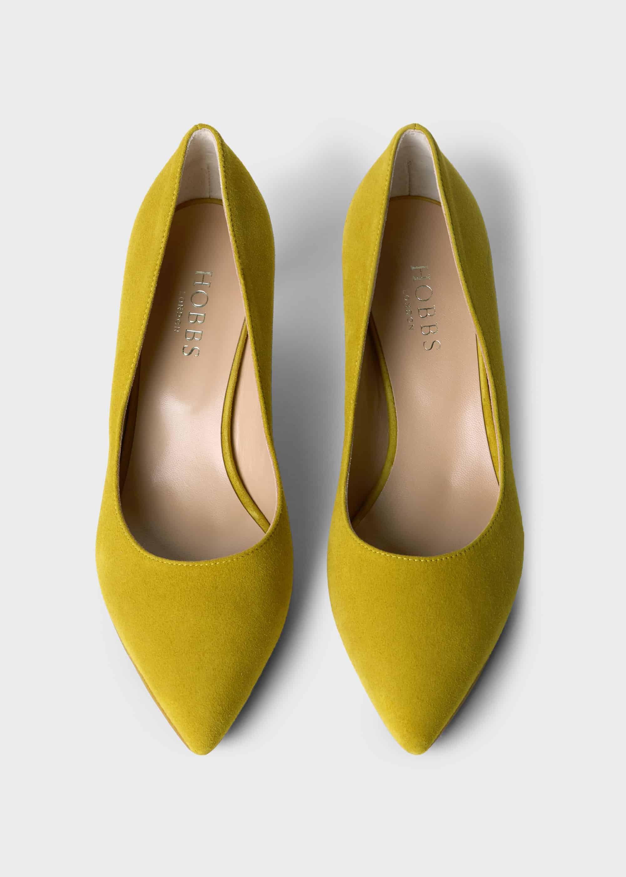 Polly Suede Kitten Heel Court Shoes, Citron, hi-res