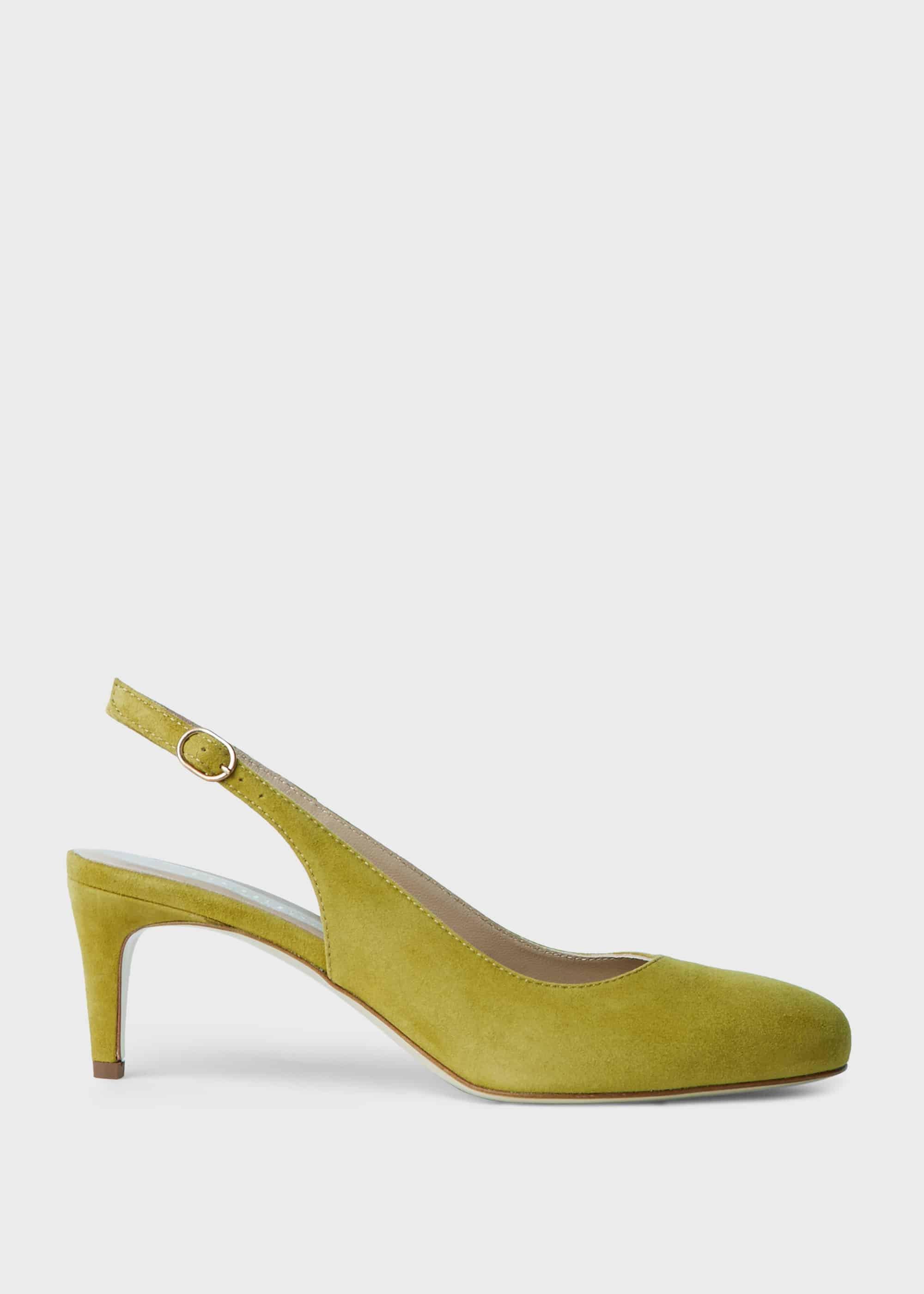 Emma Suede Stiletto Slingback Court Shoes, Leaf Green, hi-res