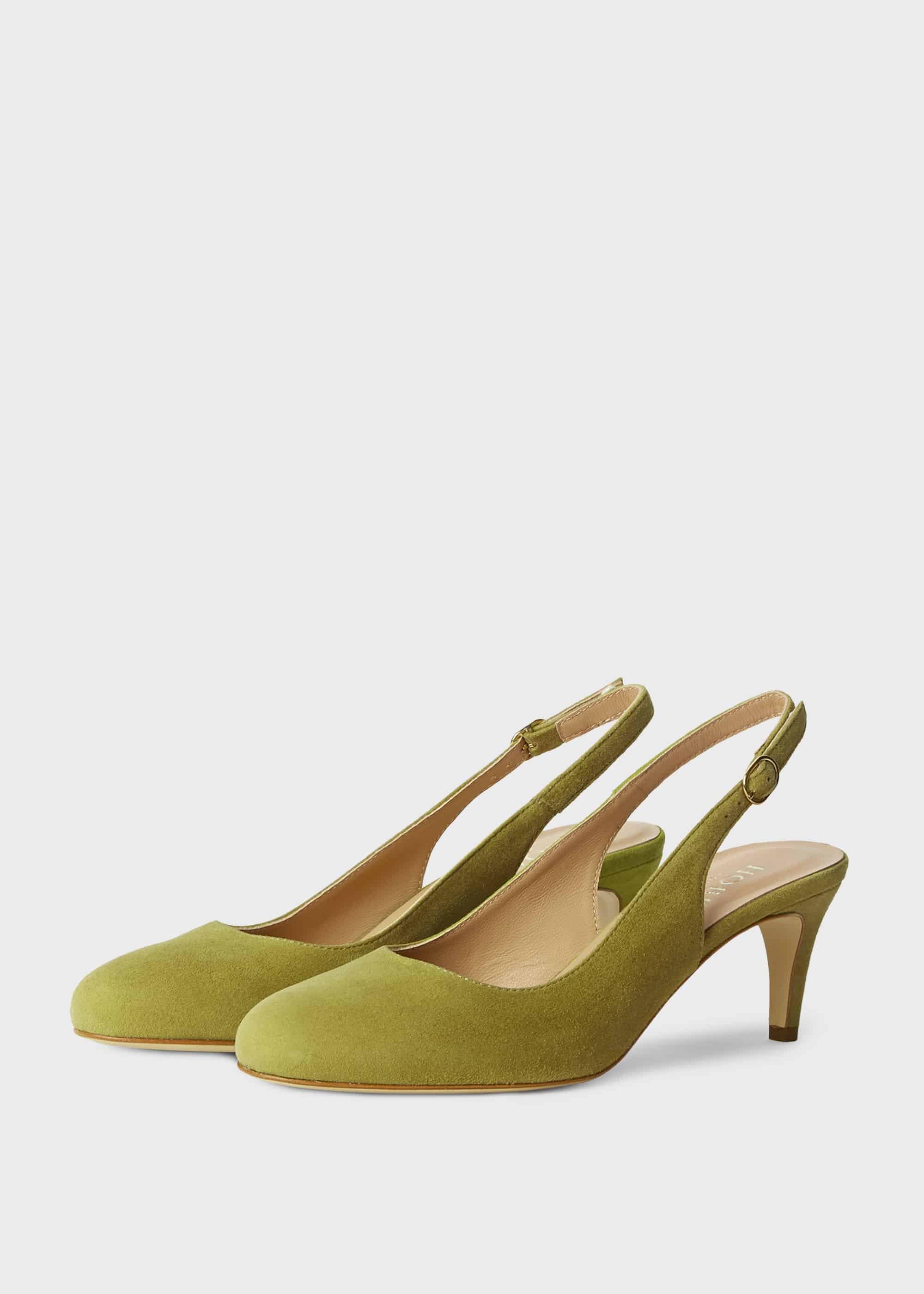 Emma Suede Stiletto Slingback Court Shoes, Leaf Green, hi-res