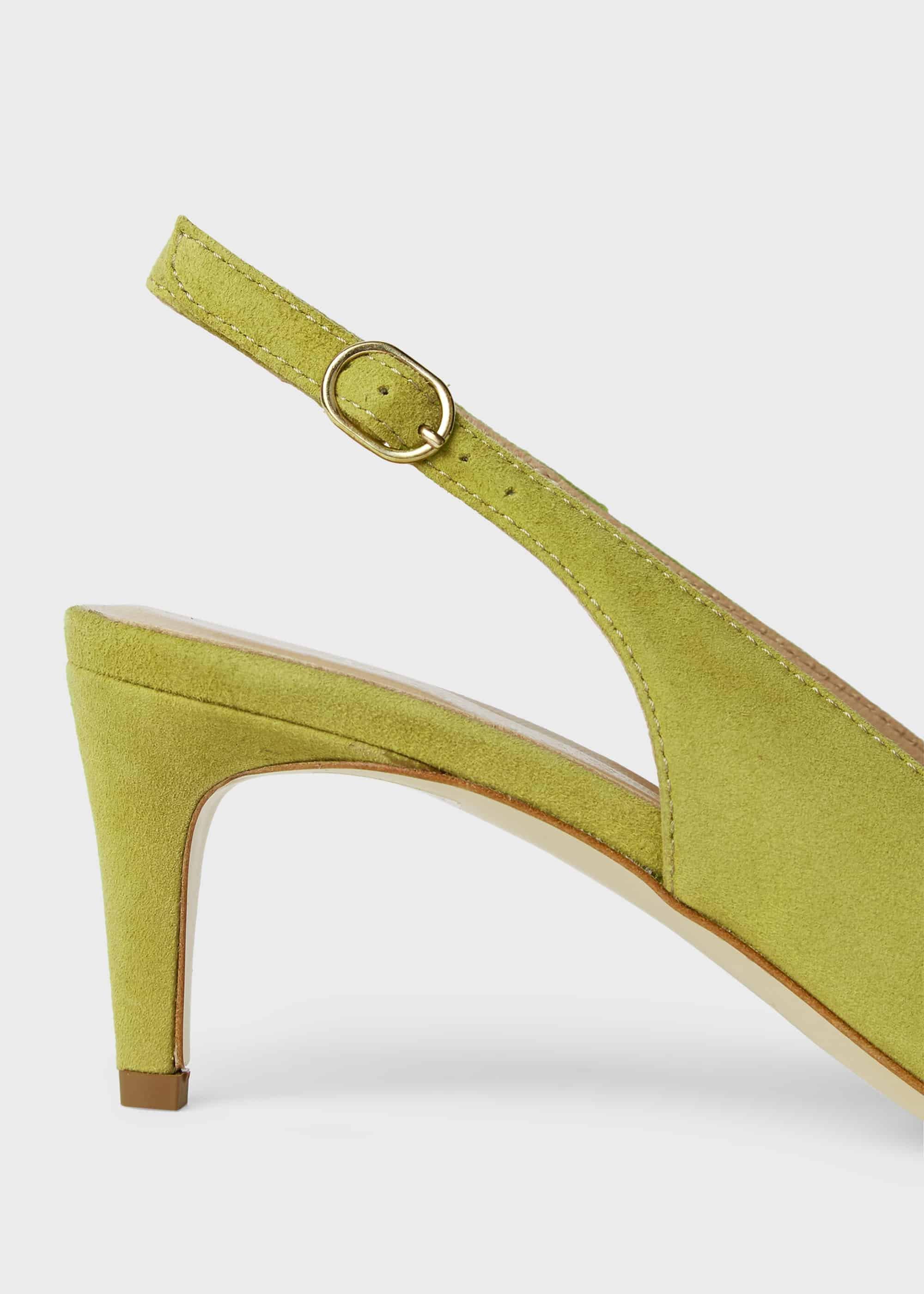 Emma Suede Stiletto Slingback Court Shoes, Leaf Green, hi-res