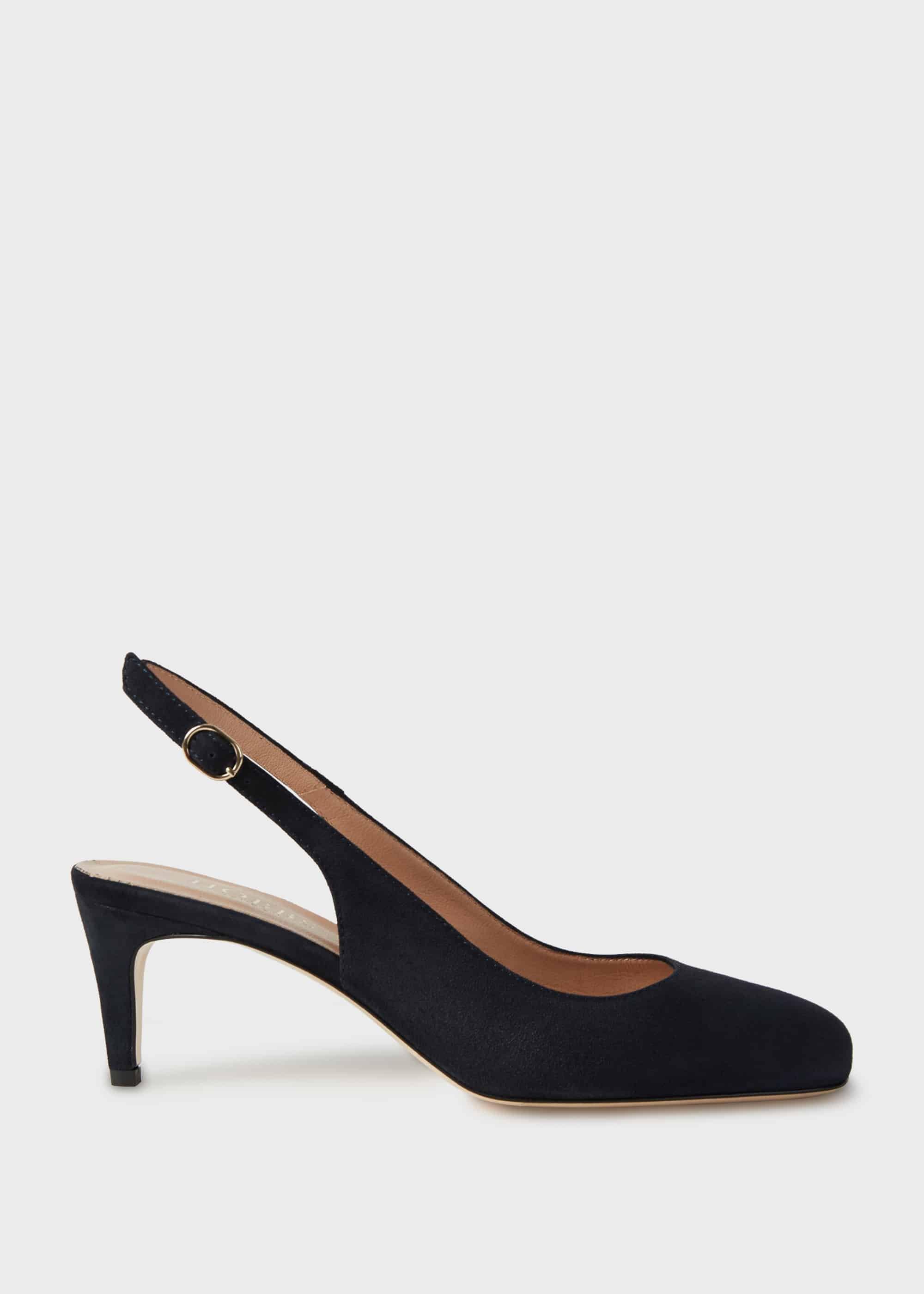 Emma Suede Stiletto Slingback Court Shoes, Navy, hi-res