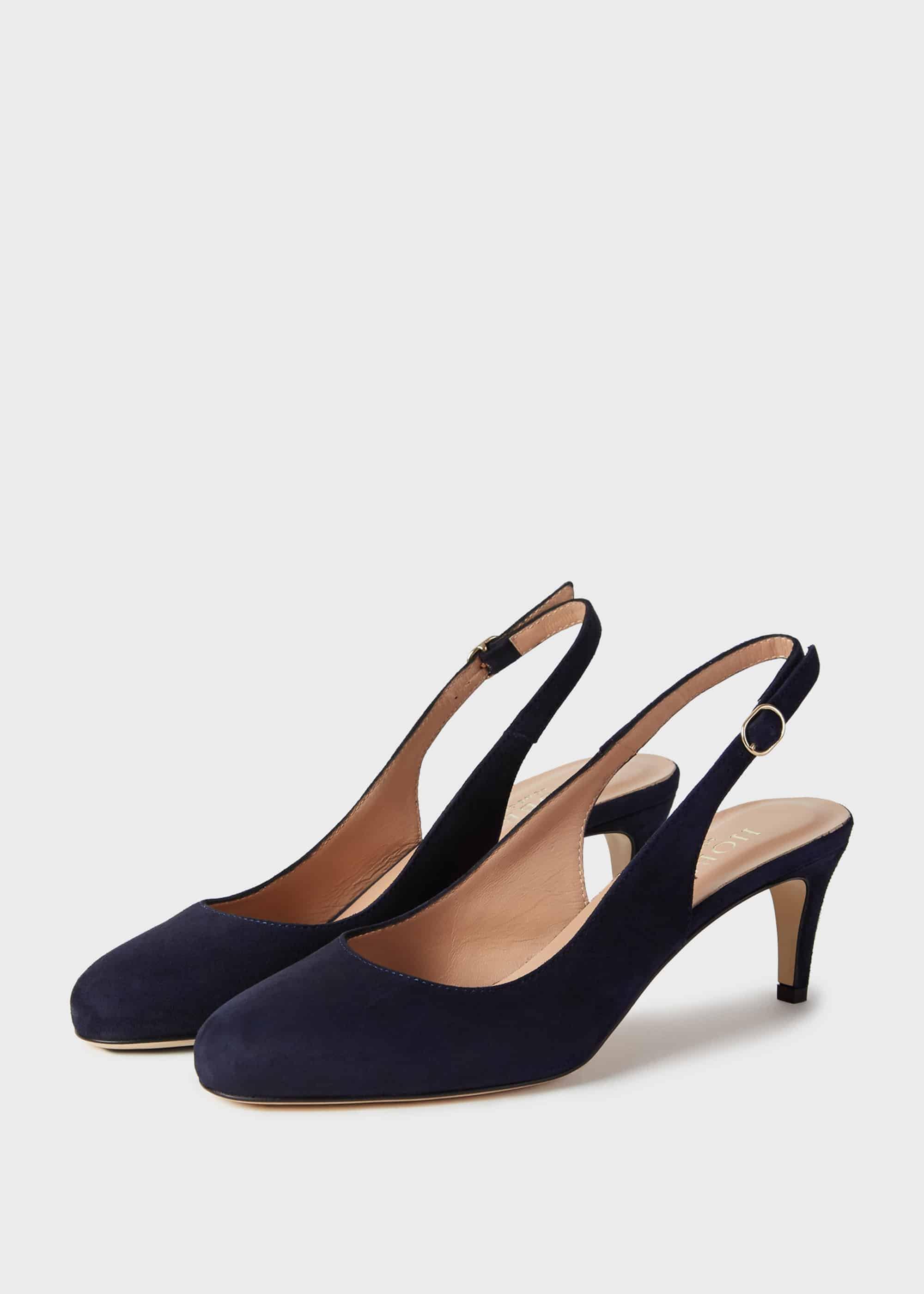 Emma Suede Stiletto Slingback Court Shoes, Navy, hi-res