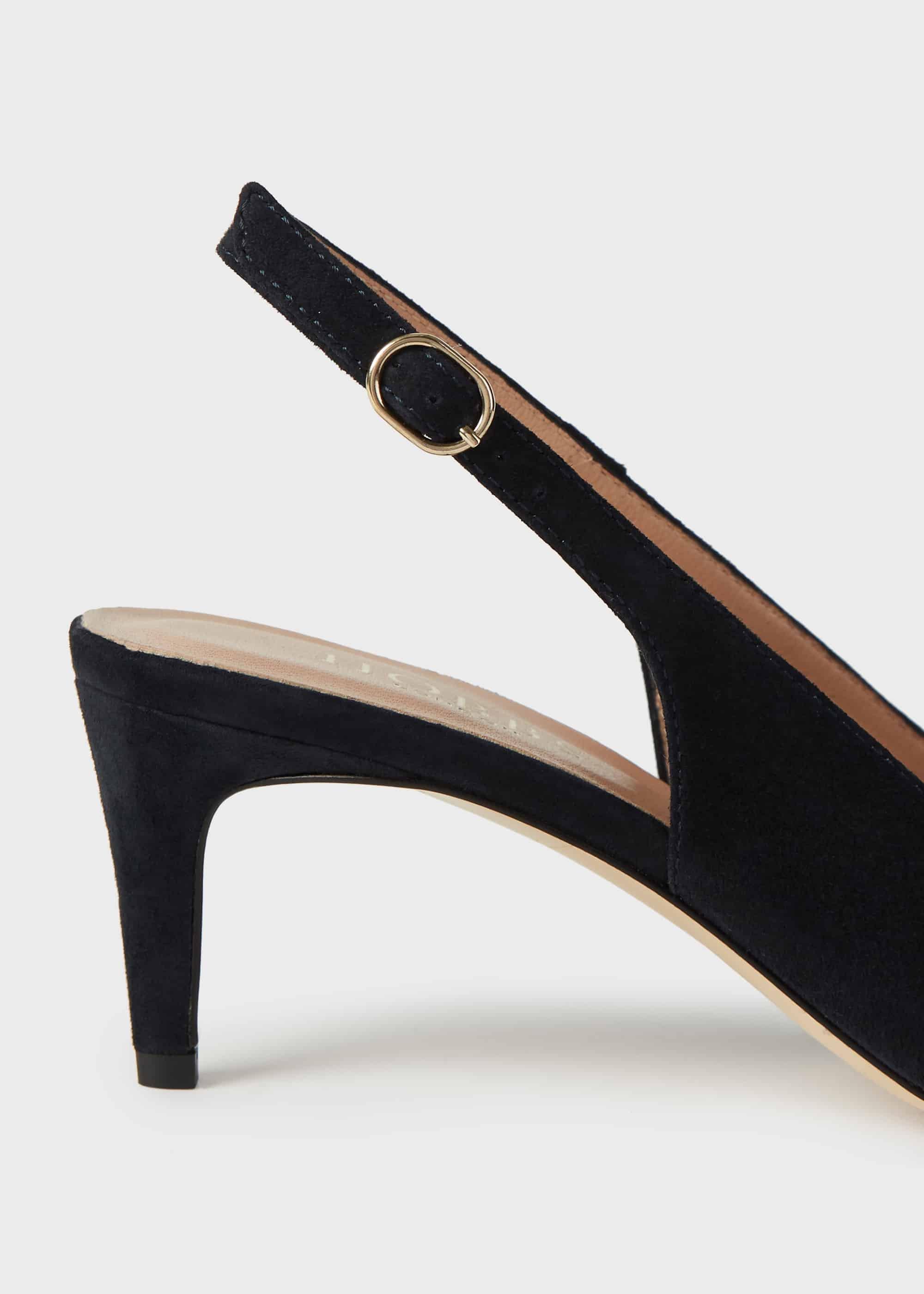 Emma Suede Stiletto Slingback Court Shoes, Navy, hi-res
