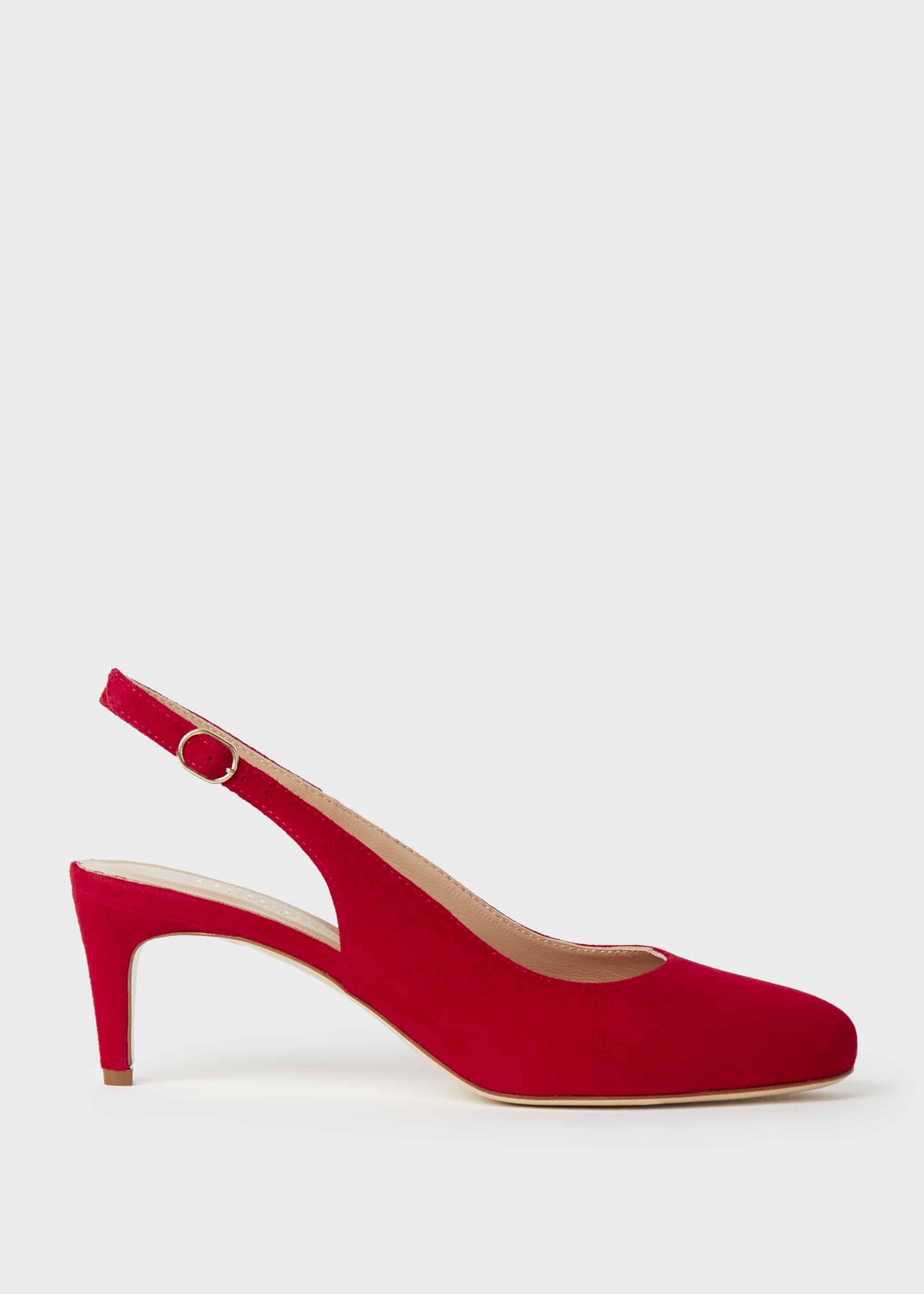 Emma Suede Stiletto Slingback Court Shoes, Scarlet Red, hi-res