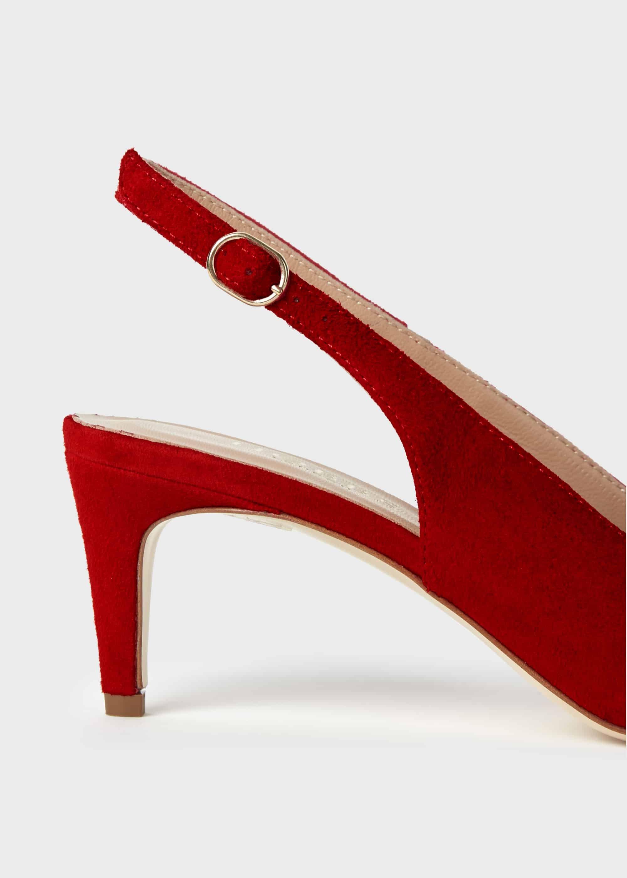 Emma Suede Stiletto Slingback Court Shoes, Scarlet Red, hi-res